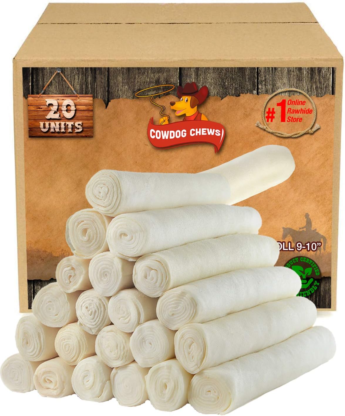 Cowdog Chews Retriever 20 Pcs Extra Thick Cow Dog Chew Rollers 2-10 Inch 20 Pack
