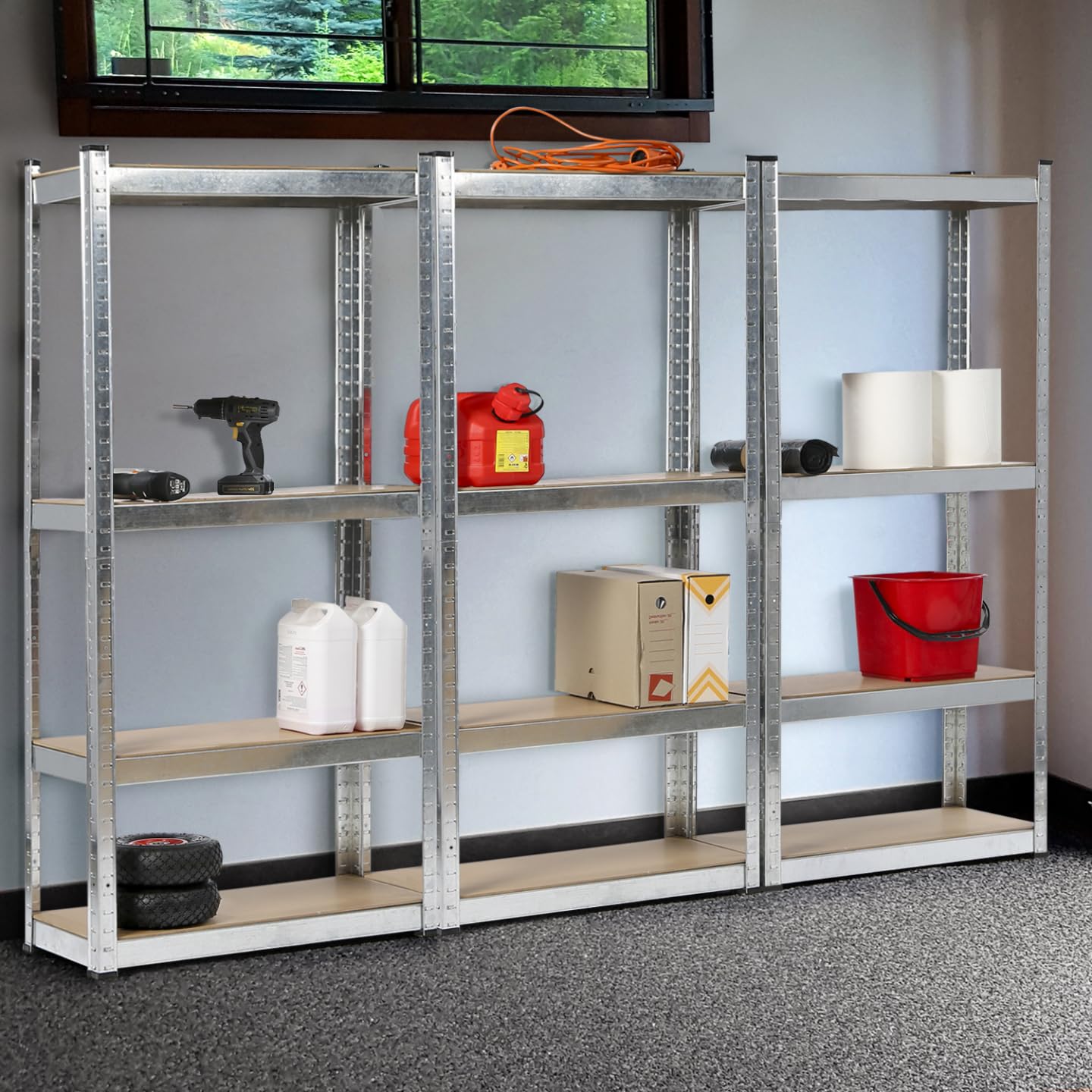 IDMarket - Lot de 3 étagères modulables Charges Lourdes en métal 12 Plateaux