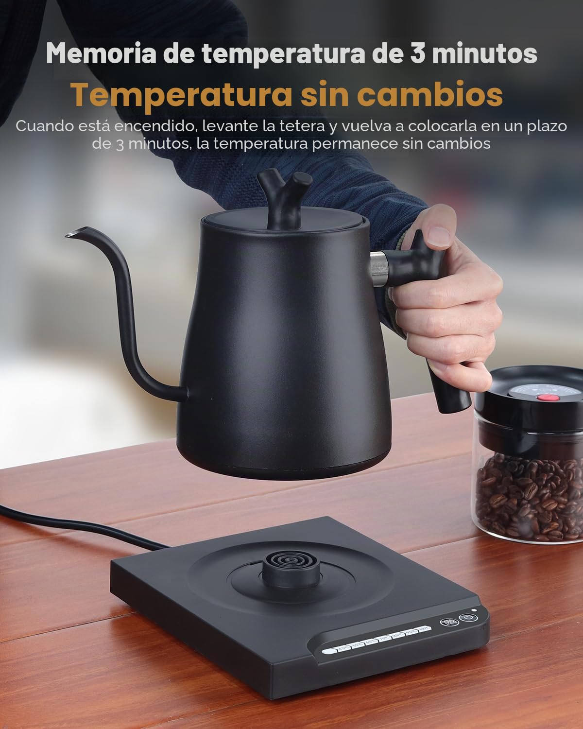 Hervidores eléctricos – Hervidor eléctrico de cuello de cisne con control de temperatura de 7 niveles, interior de acero inoxidable de 1 litro, calentamiento rápido de 1000 vatios