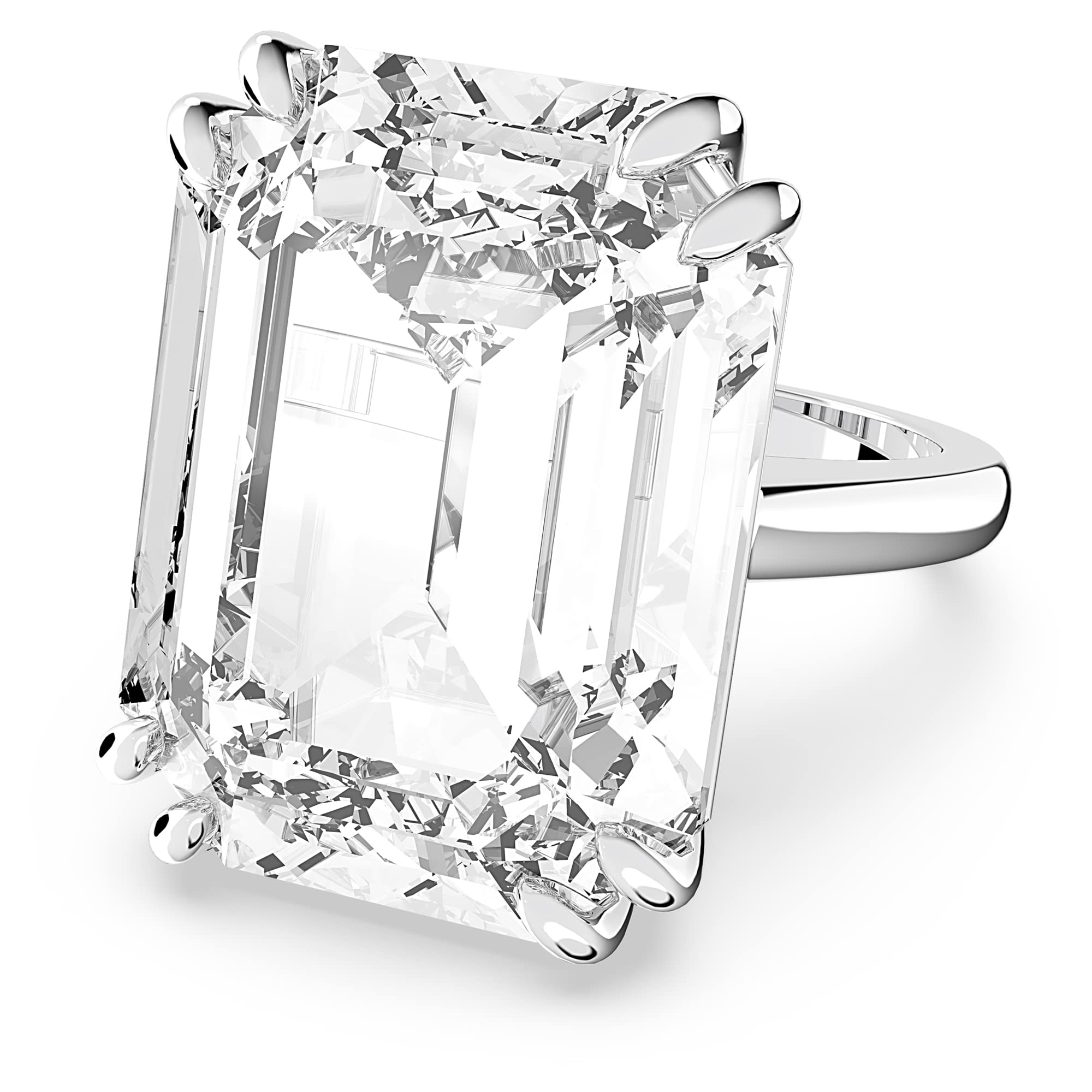 Swarovski Mesmera cocktail ring, Octagon cut, White, Rhodium plated