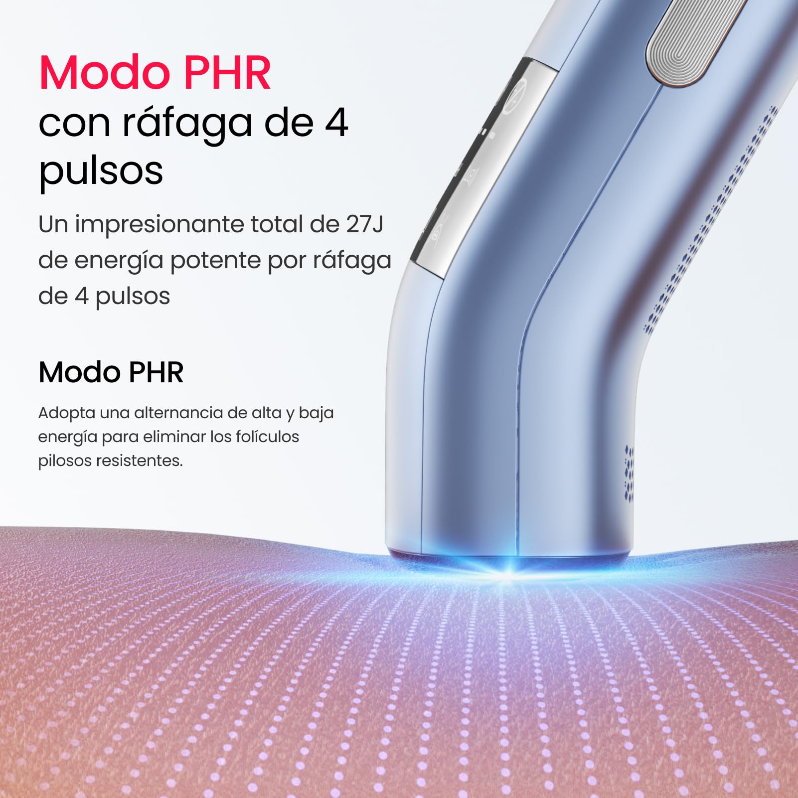 100W Doble Luz IPL Depiladora Laser, Pulso Cuádruple, Enfriamiento de Zafiro a 2℃, Modo PHR para Vello Rebelde, Depiladora Luz Pulsada para Piernas, Bikini, Axilas, Cara, Cuerpo