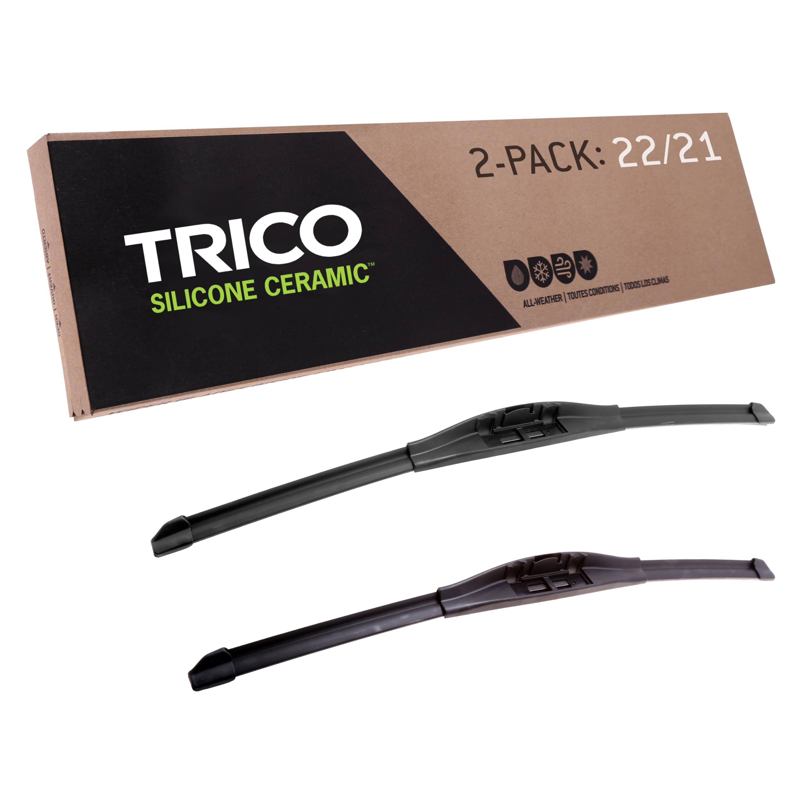 TRICO Silicone Ceramic™ (90-2221) 22 & 21 Inch Pack of 2 Automotive Replacement Windshield Wiper Blades For my Car, Ceramic Coated Silicone Super Premium Beam Blade for Select Vehicle Models