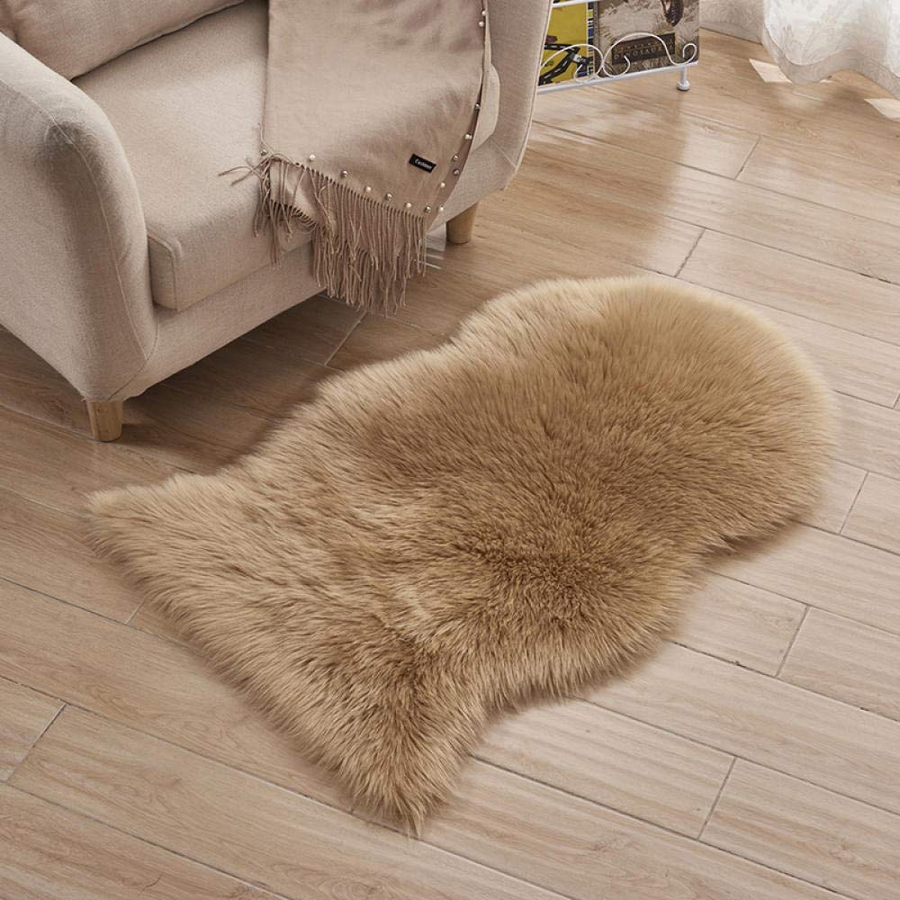 Faux Lammfell Teppich Shaggy Kunstfell Schaffell Lammfellimitat Teppiche Longhair Fell, Universal für Wohnzimmer Schlafzimmer Kinderzimmer Esszimmer Auto Bettvorleger Sofa Matte 60 * 150 cm