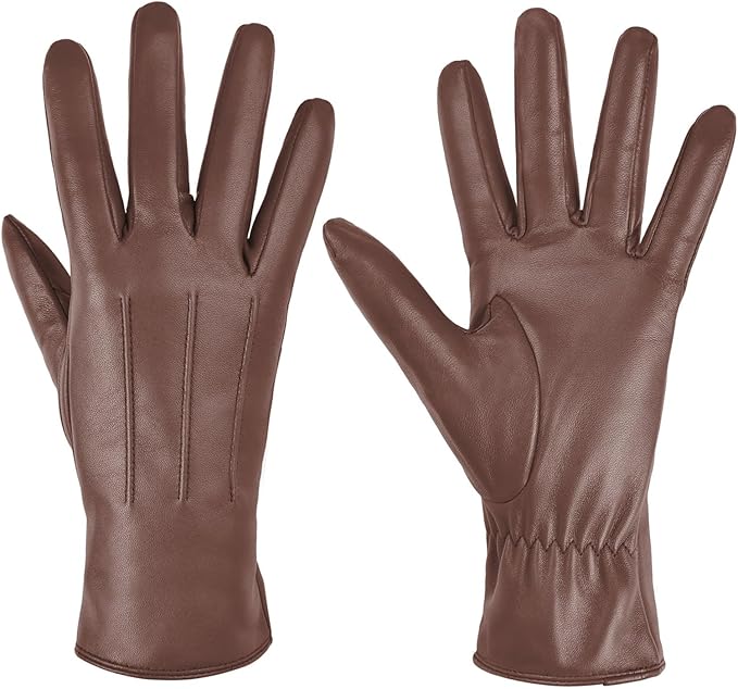 Harssidanzar Leather Gloves Women,Winter Warm Cashmere Lining Touchscreen Ladies Glove GL017UK
