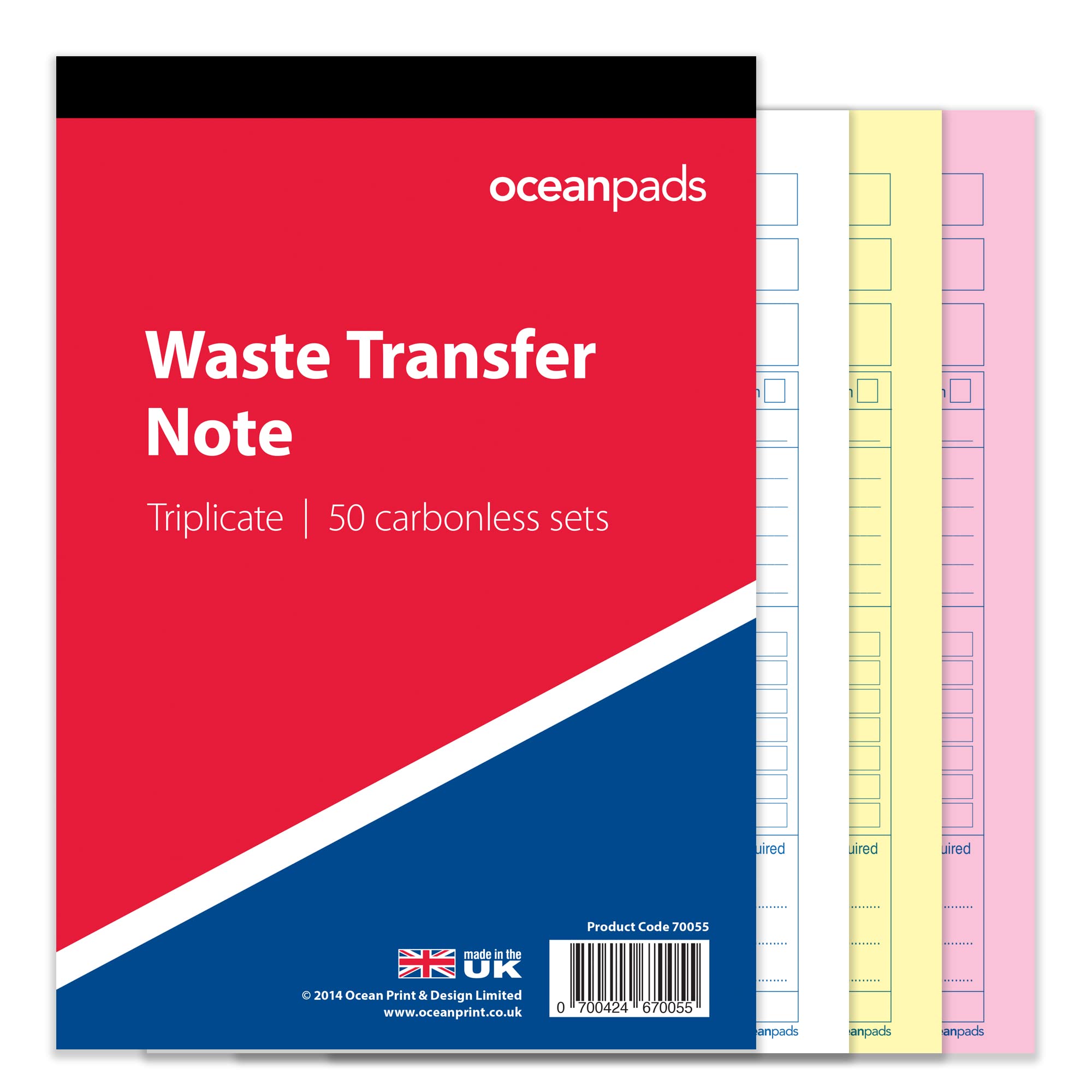 Ocean Pads 70055 - Cuaderno de papel autocopiativo de 3 partes (A5, 50 unidades)