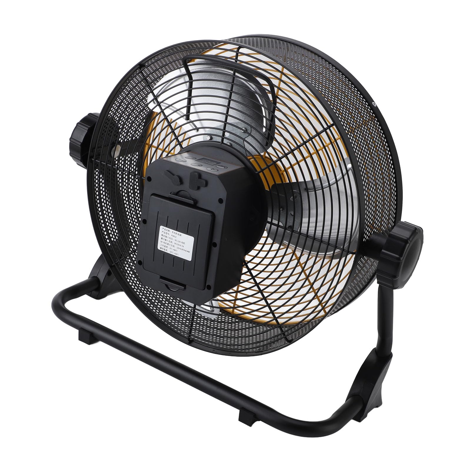 Eujgoov Hochgeschwindigkeits-Bodenventilator aus Metall, Industrieventilator mit Einstellbarer Geschwindigkeit und Wiederaufladbarem Akku für den Außenbereich in Garage und Dachboden