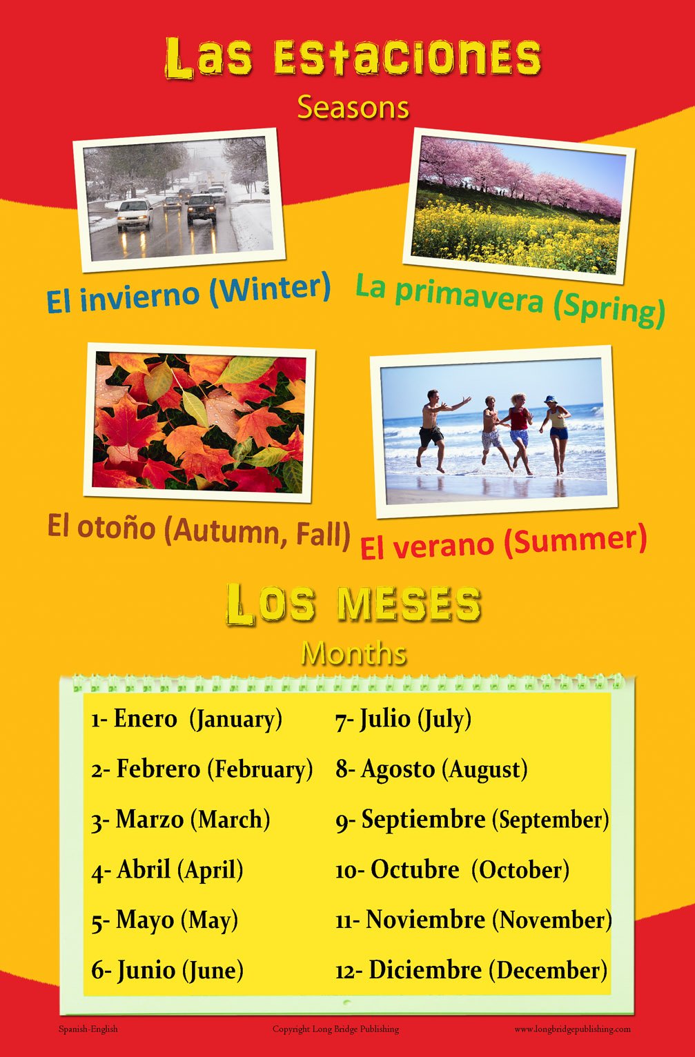 Buy Spanish Language School Poster Words About Seasons And Months 