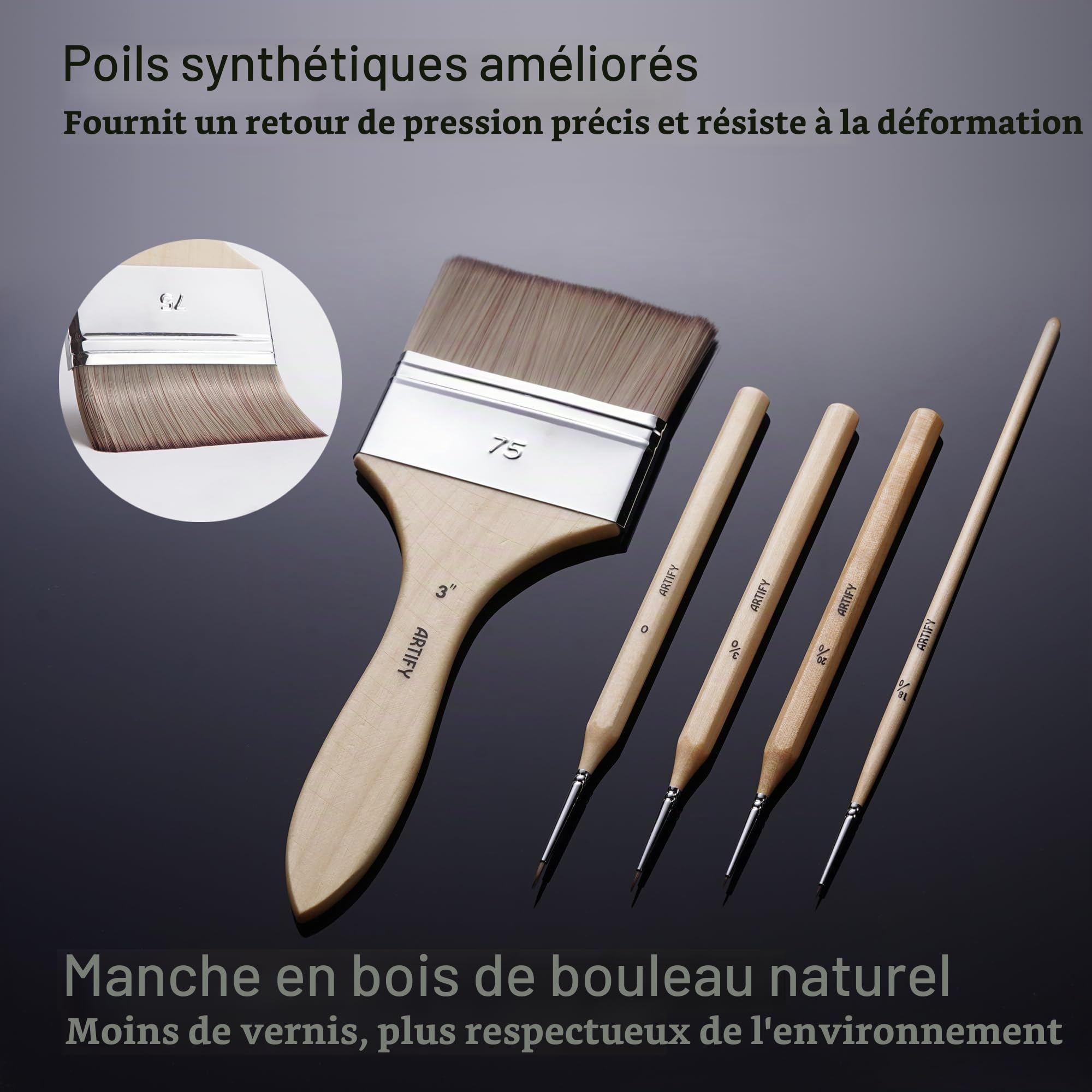 Artify 30pcs Pinceaux Peinture Anti-Perte en Synthétiques Améliorés | Série Expert Pinceaux Peinture Acrylique en Bouleau, Bonne Elasticité & Absorption pour Huile, Aquarelle et Gouache