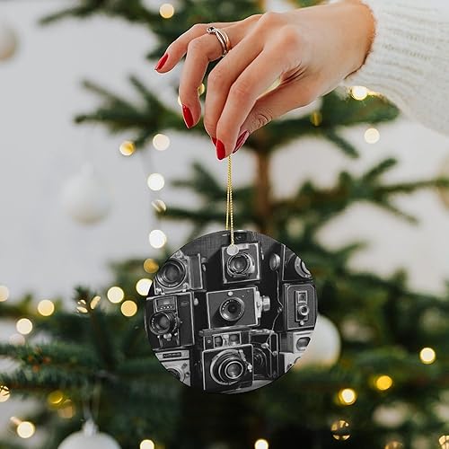 Miniatura 5 de Retro Cool Camera Collection Christmas Ornament Funny Round Hanging Ornament Pendant Personalized Xmas Round Ceramic Pendant Christmas Ceramic