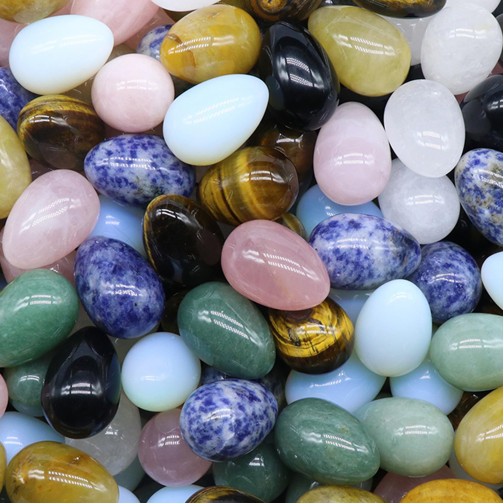 Trommelstein-Set, bunte Kristalle, Eier, Naturstein, Ostereier, Edelsteine, polierte Sorgensteine, Ornament, 20 Stück