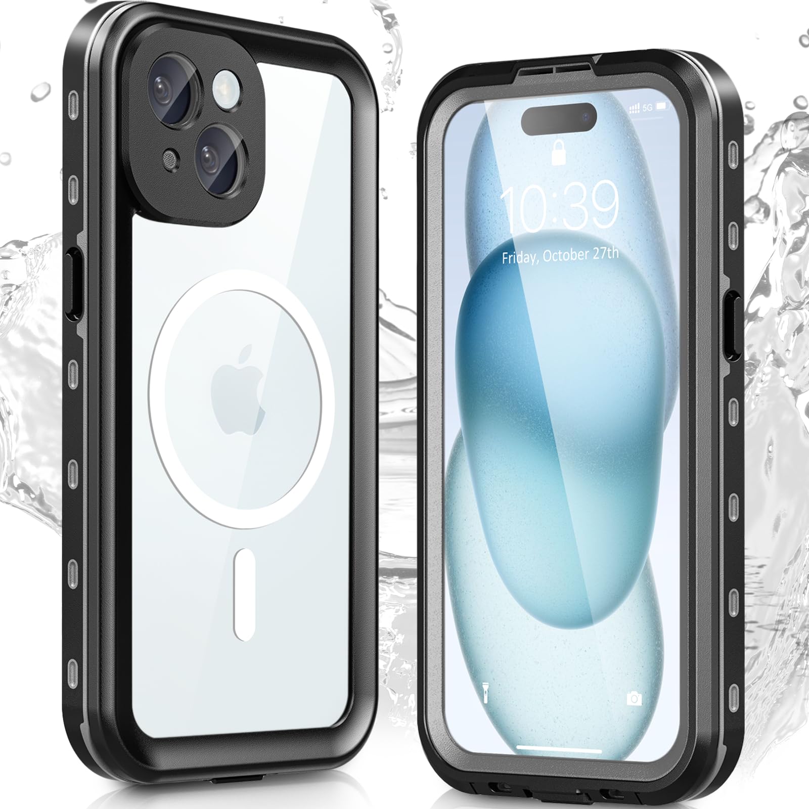 Photo 1 of IP68 Waterproof Case for iPhone 15, Full Body Protection Compatible With MagSafe, Lens and Drop Protection, Impact Resistant TPU+PC