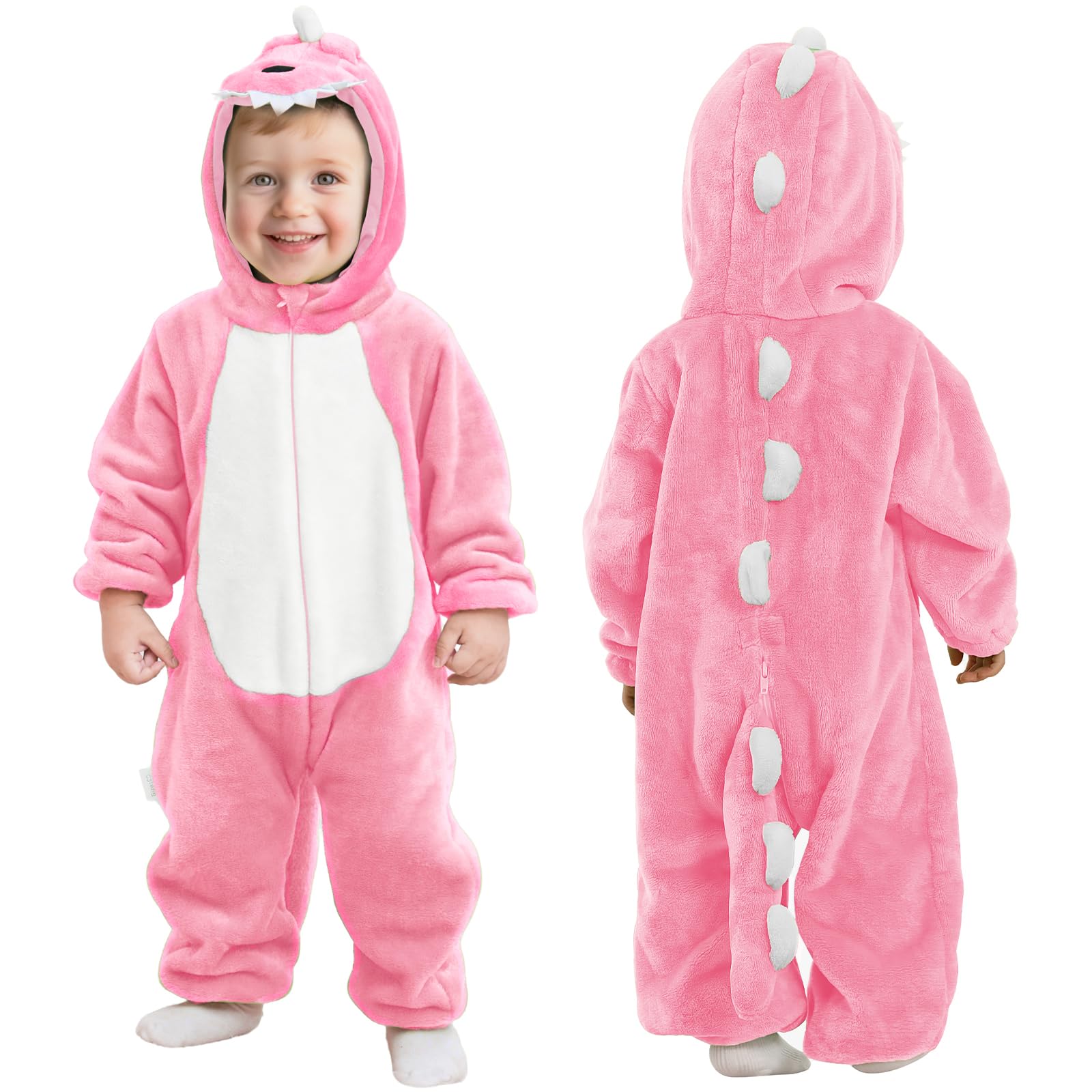 DiULi Unisex Baby Toddlers Romper, Winter Hooded Romper, Flannel Animal Hooded Rompers Jumpsuit