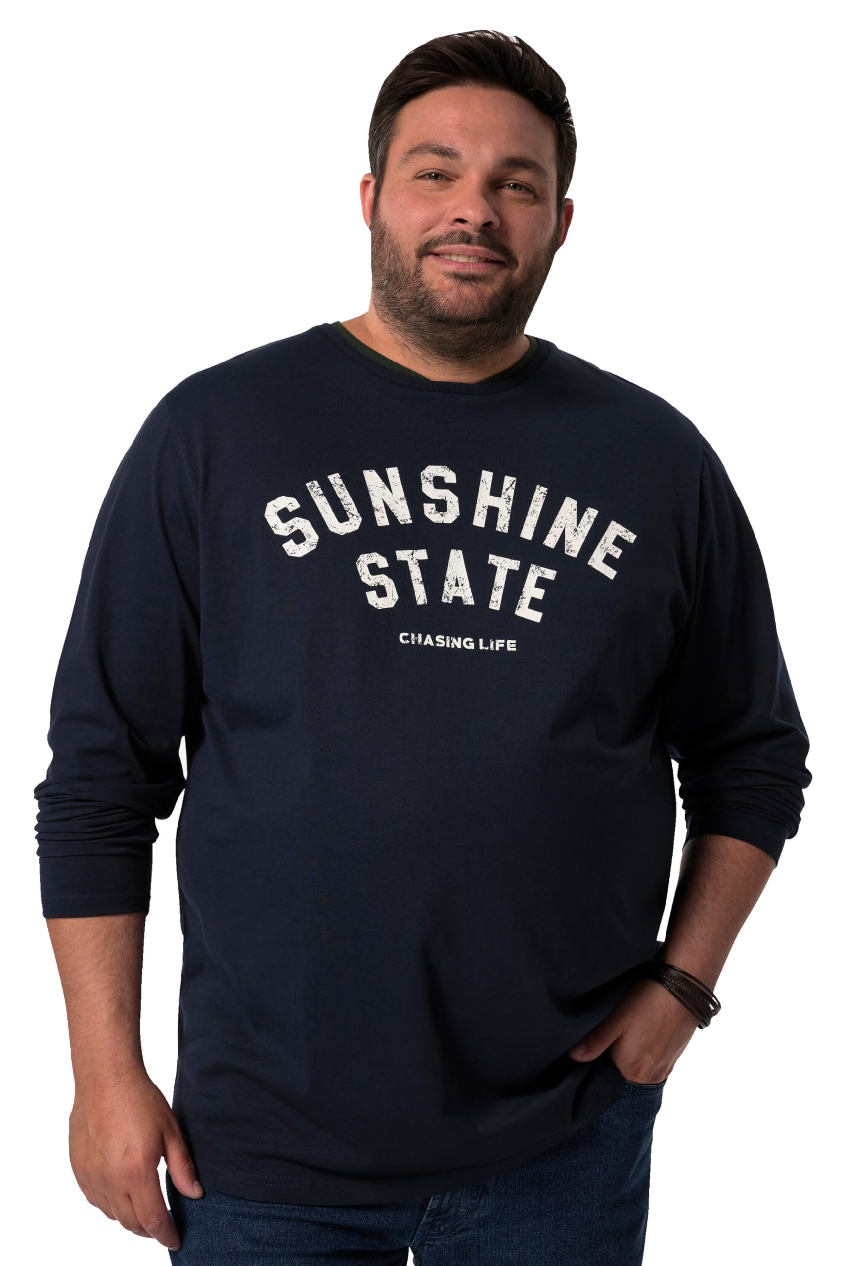 Men Plus Herren große Größen Übergrößen Menswear L-8XL T-Shirt, Langarm, großer Print, Rundhals 832247
