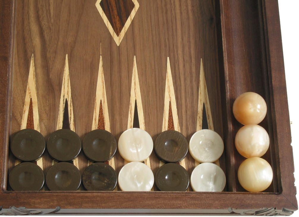 Maple Backgammon Set with Racks - (Hand-Carved Eagle Cover) - Large 19" Wood Case