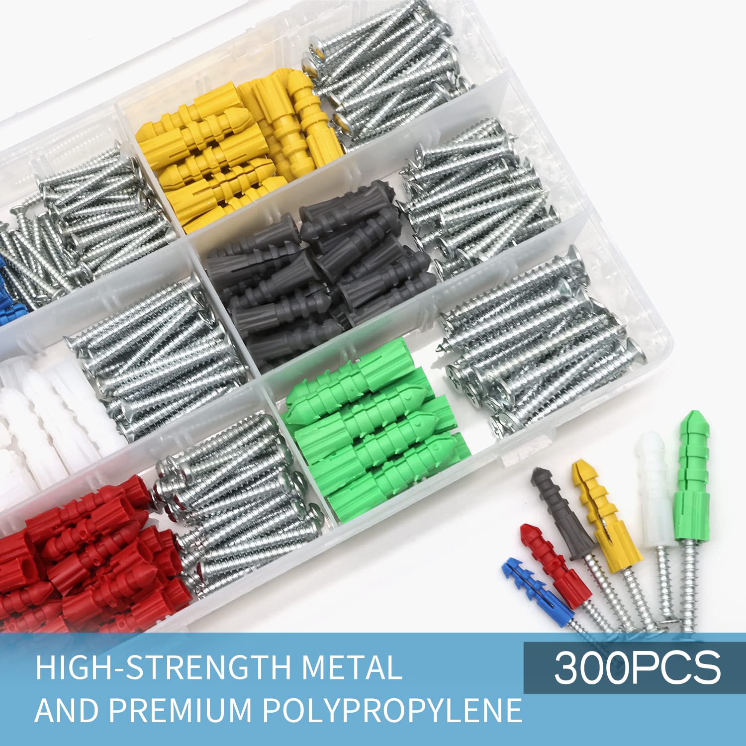300 Drywall Anchors & Screws Kit - Secure Wall Mounting -3