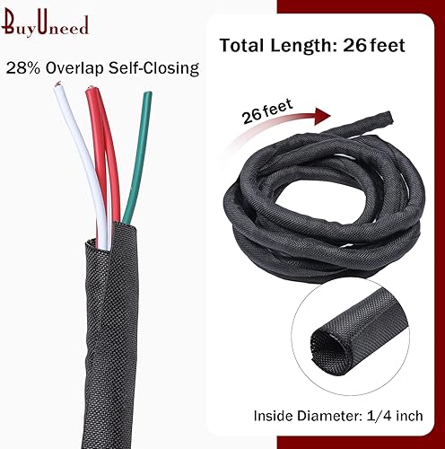 Miniatura 2 de Tubo de alambre trenzado de 14 pulgadas a 26 pies para automóvil, ligero, flexible y de repuesto para telar de cableado de arnés de cable