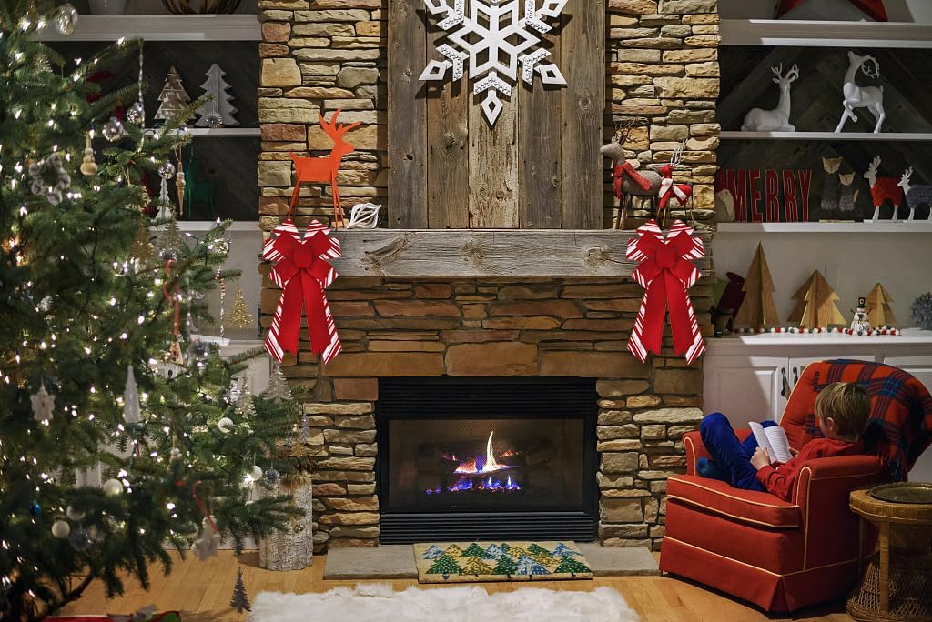 Large Christmas Bows for Wreath, Merry Christmas Wreath Bows White Red Stripes Burlap Bow Winter Holiday Craft Ribbon Bow Xmas Tree Bows for Front Door Christmas New Year Decorations - Image 6