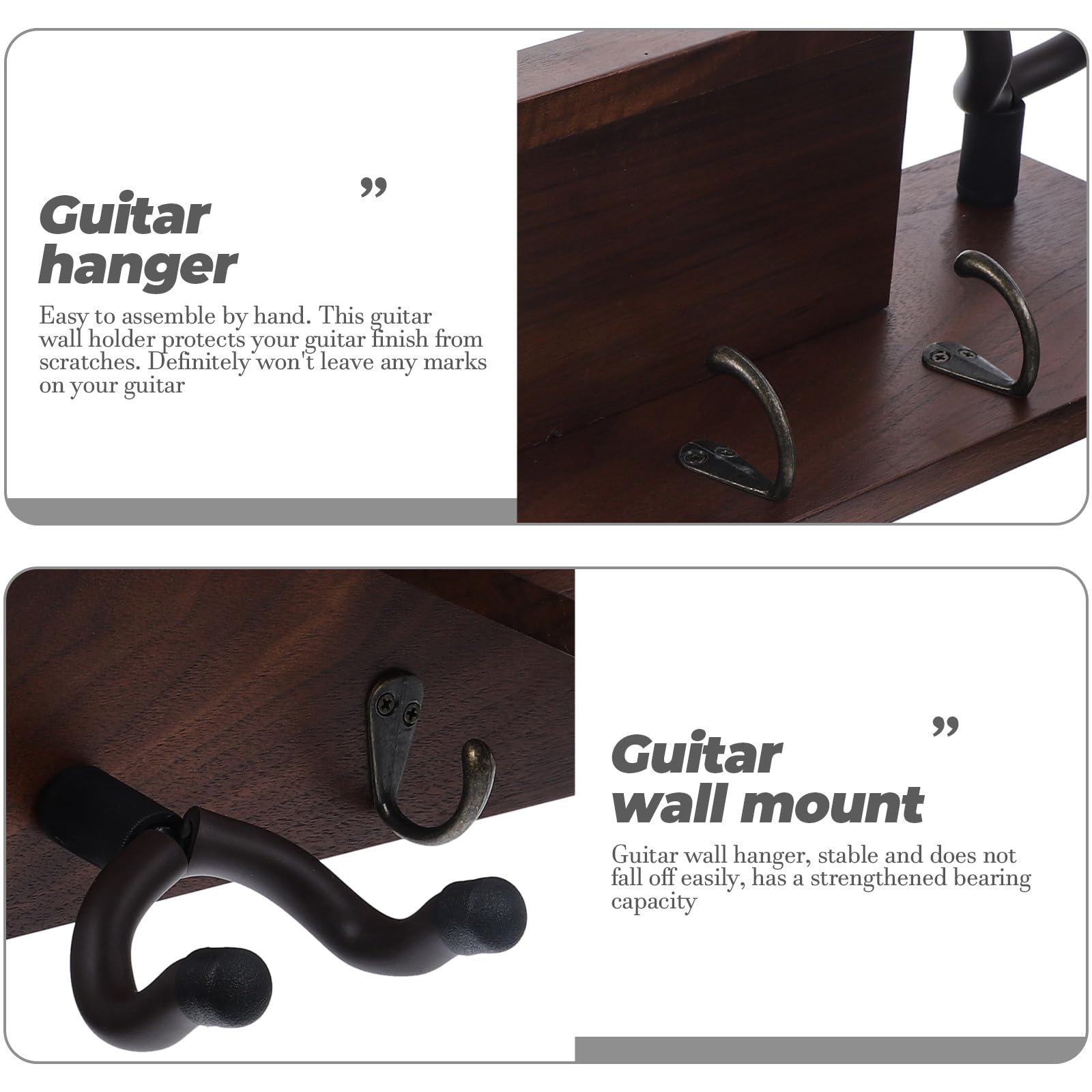 VILLCASE Supporto Chitarra da Muro in Legno e Metallo, 4 in 1