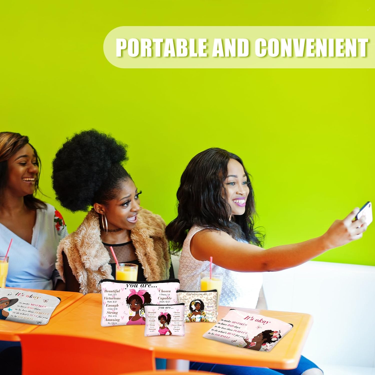 Silkfly 12 Pcs African American Cosmetic Bag for Women Bulk Christian Inspirational Gift Makeup Bag for Black Women Afro Queen Zipper Travel Pouch Purses Toiletry Organizer for Mother Day(Novel) - Image 6