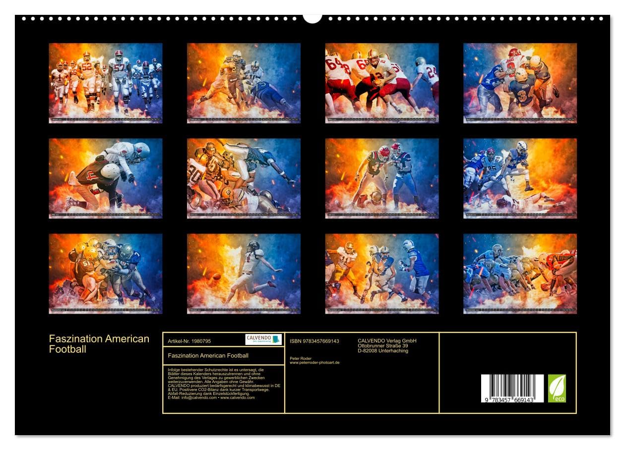 Faszination American Football (hochwertiger Premium Wandkalender 2026 DIN A2 quer), Kunstdruck in Hochglanz: American Football, faszinierender Teamsport. (CALVENDO Sport)