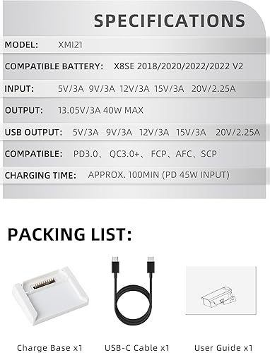 Miniatura 7 de Estación de carga inteligente rápida para batería FIMI X8 SE 201820202022 V2, carga bidireccional Butler tipo C cargador rápido y descargador