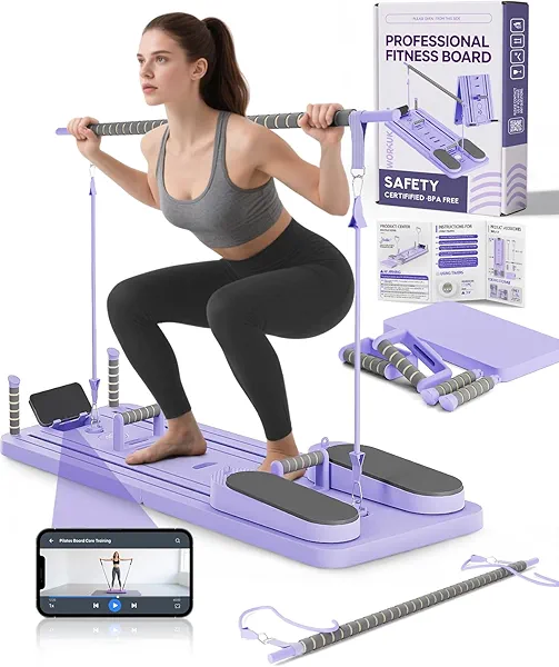 AMAZINGHOME Pilates Board - Multi-Functional Pilates Reformer for Core & Abdominal Training, Top-Tier Pilates Equipment for Women’s Home Fitness
