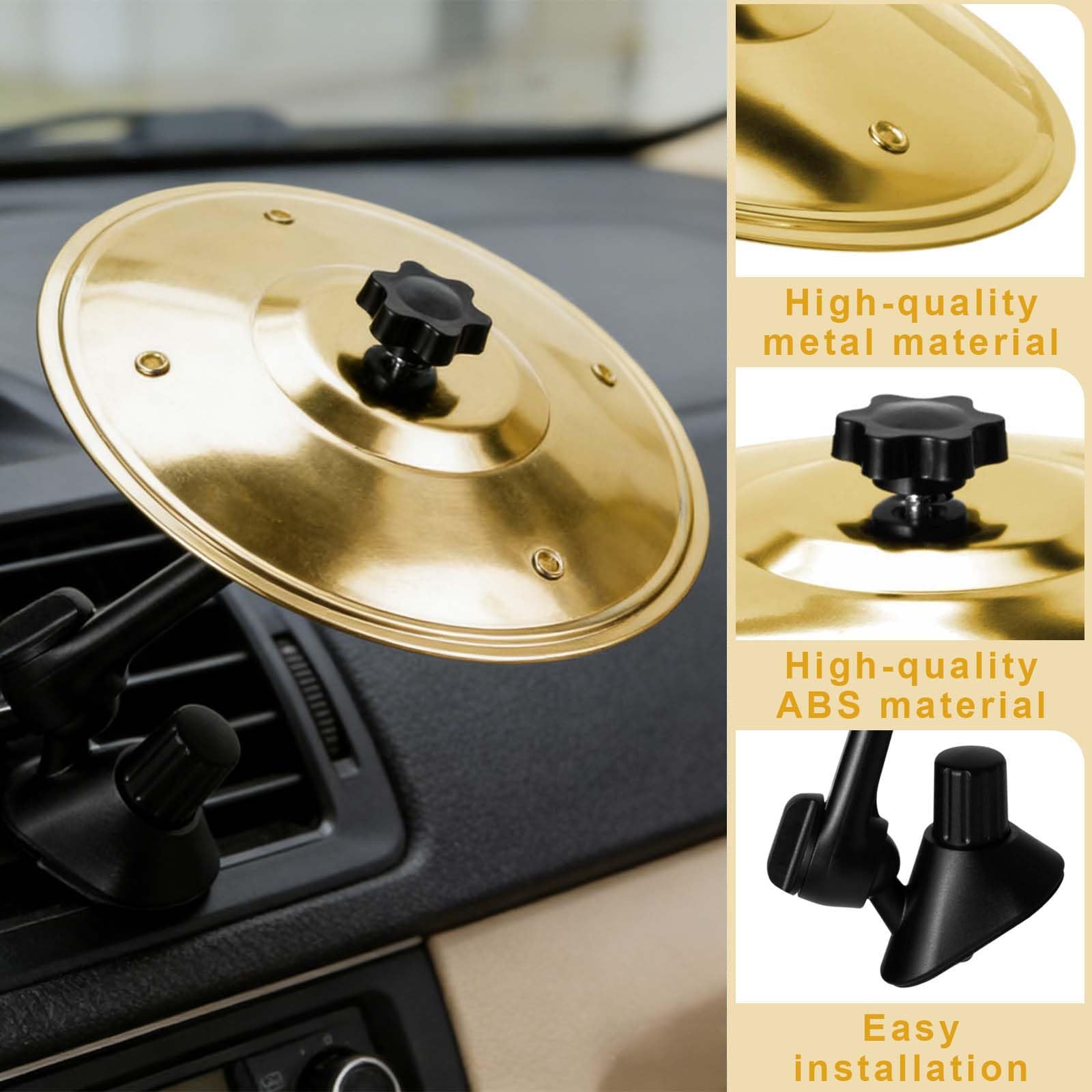 Lot de 2 Cymbales voiture Accessoire Musical pour Voiture,Cymbale pour voiture,Cymbales D'aération De Voiture,Cymbales Crash en acier inoxydable,avec Mini Cymbale De Voiture pour l'intérieur.