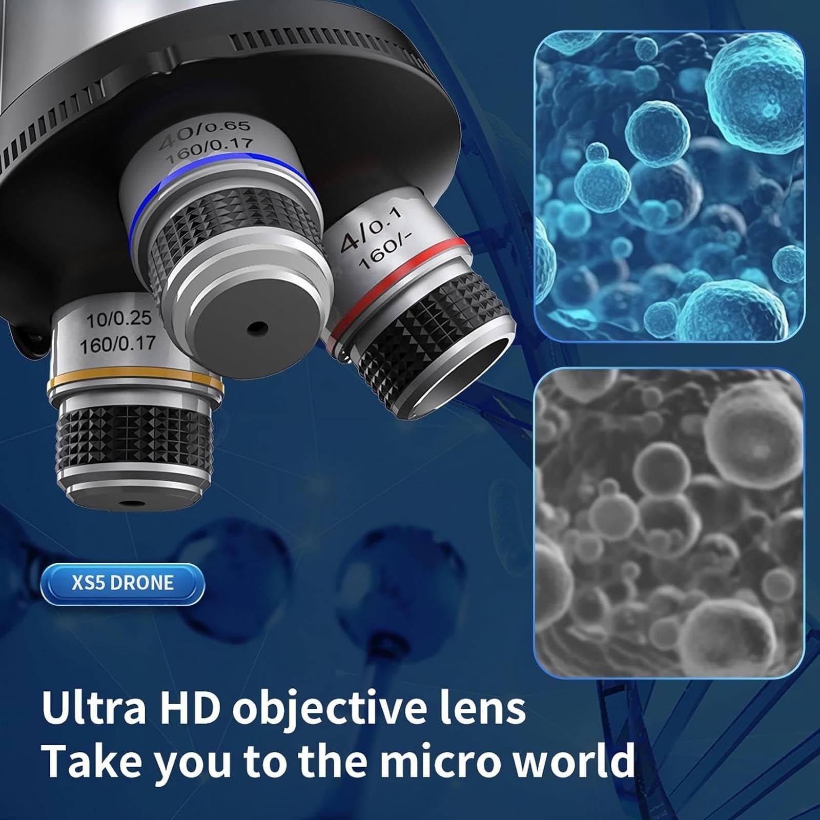 Microscopio, Microscopios BiolóGicos Compuestos 40x-1600x Con IluminacióN Led De 7 Colores/RotacióN De 360°/Cuerpo De Metal, Para Regalos De Estudiantes Adultos,Microscopios BiolóGicos,White