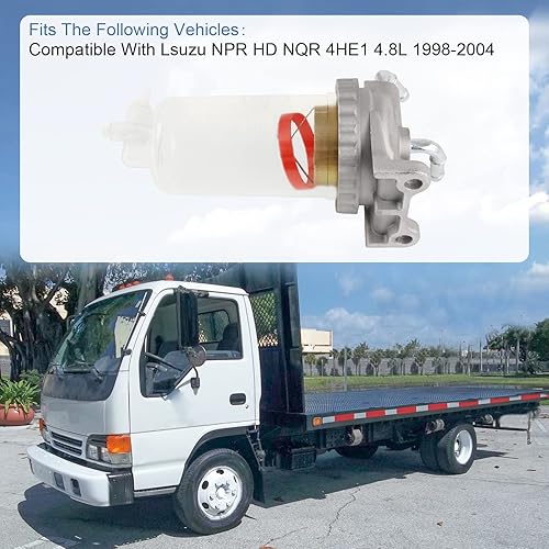 Miniatura 3 de Filtro de combustible Separador de sedimentador de agua compatible con Isuzu NPR HD NQR 4HE1 4.8L Reemplaza# 8971880421 8971880420 971880420 97188042