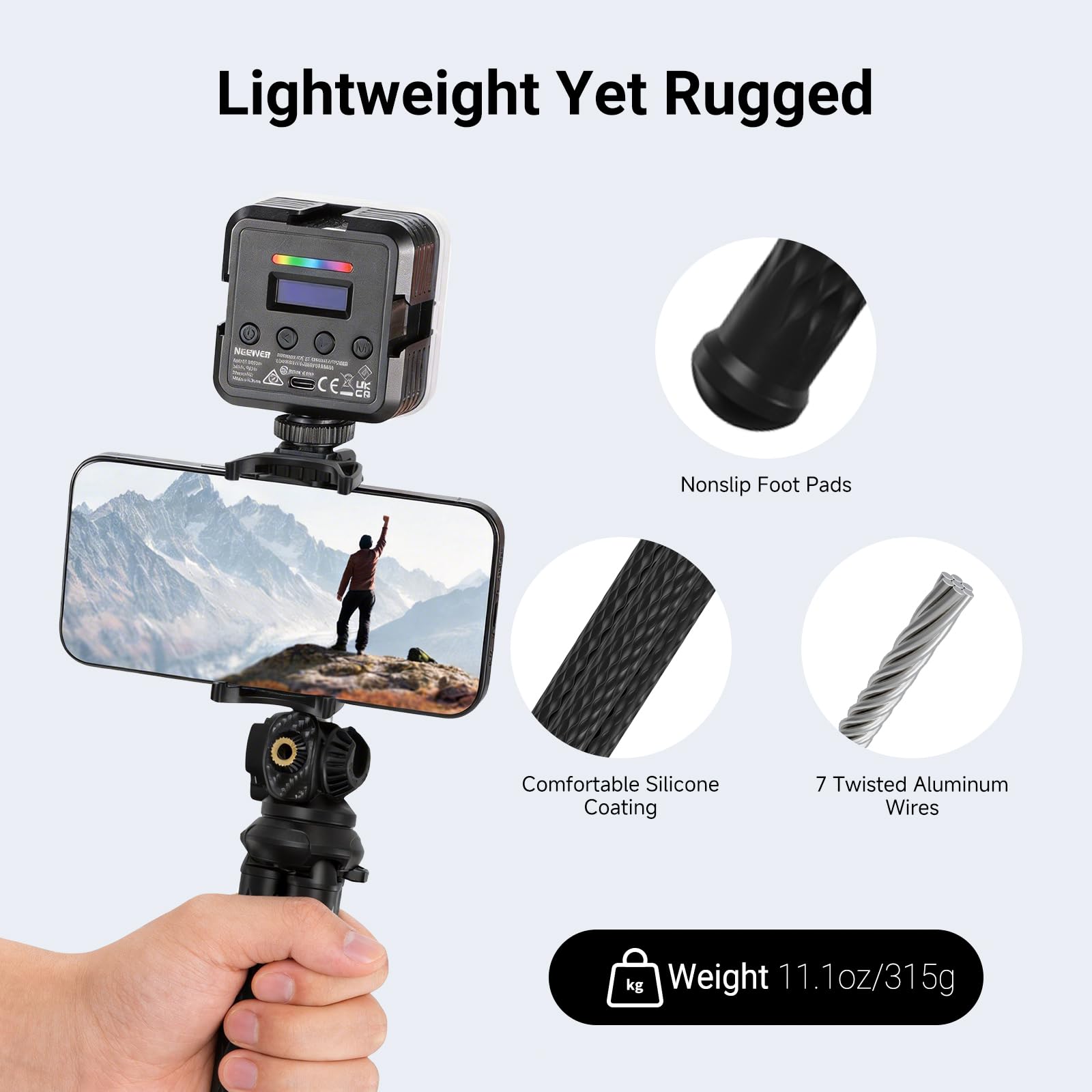 NEEWER Elastyczny statyw do telefonu, mały mini kamera internetowa, stojak na biurko, ukryty uchwyt na telefon komórkowy i adapter do montażu kamery sportowej kompatybilny z iPhone GoPro DJI Insta360