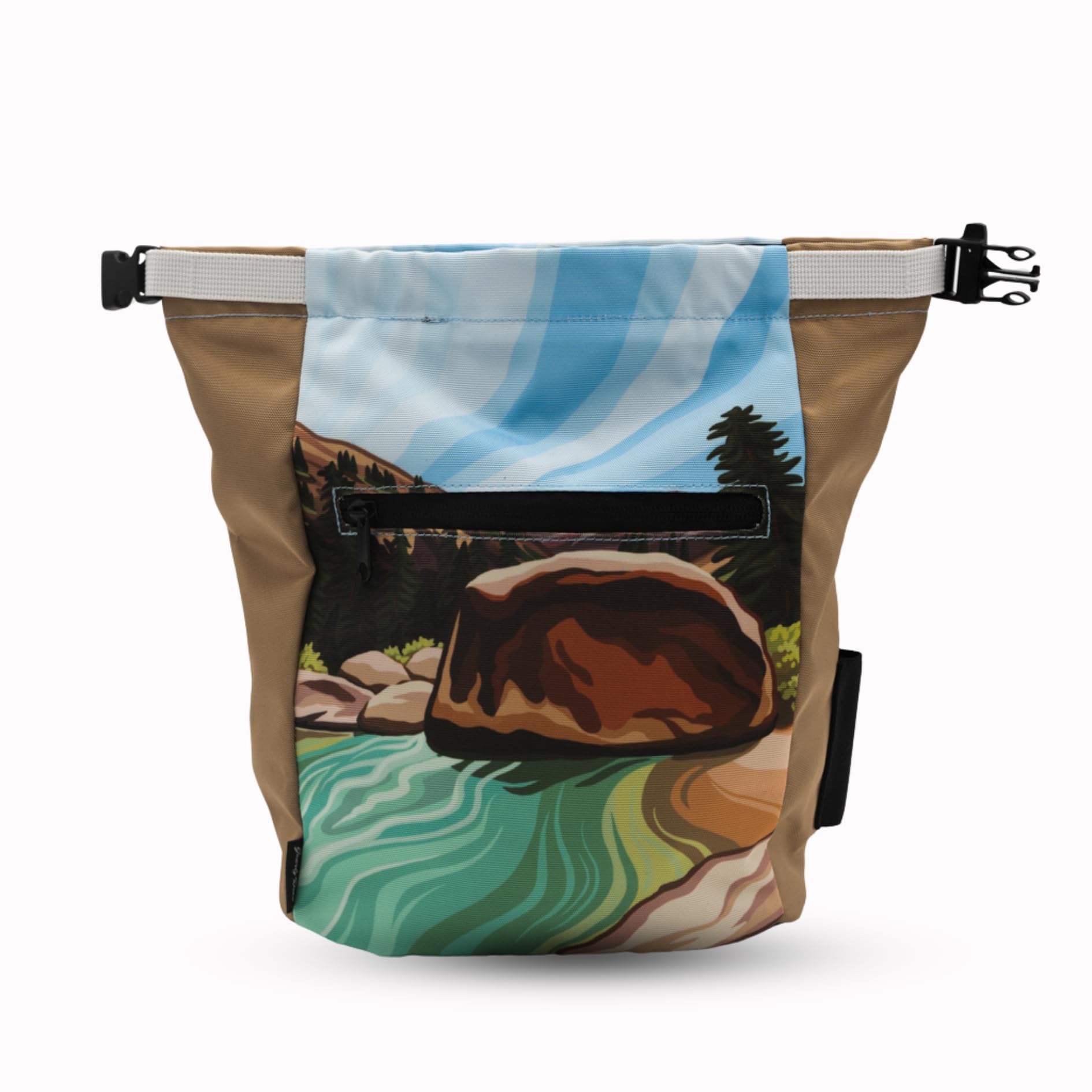 Gnarly DoodChalk Bucket for Outdoor Bouldering and Gym Rock Climbing | Cool Nature National Park Colorful Design Patterns | Durable Velcro Closure and Zippered Pockets