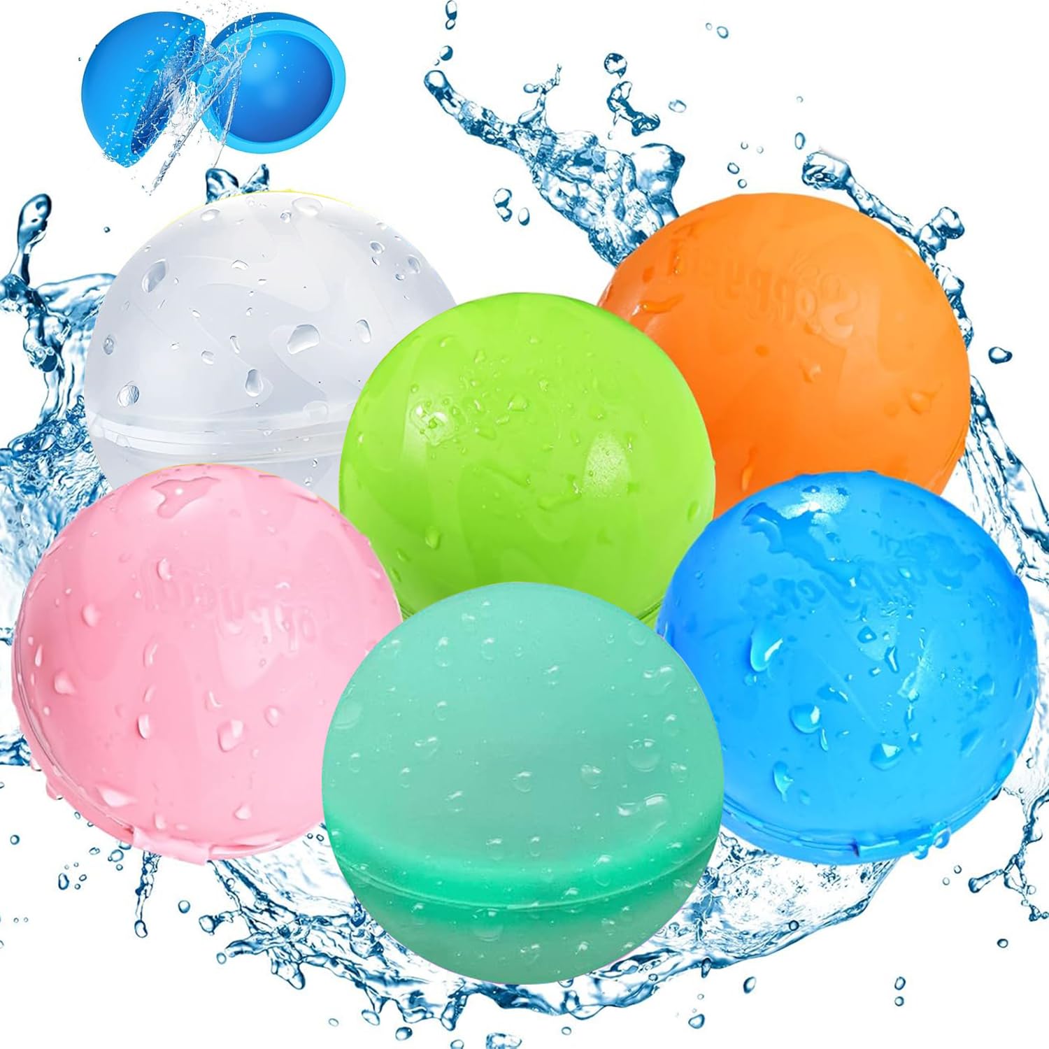 6 Globos de Agua Reutilizables, Globos de Agua Hinchables Rápidos de Silicona de Colores, Juguetes para Piscina, Playa, Cumpleaños y Actividades Juegos al Aire Libre