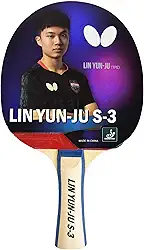 Butterfly Raquete de tênis de mesa Lin Yun-Ju 3 Shakehand - Controle máximo para jogadores iniciantes - Série Lin Yun-Ju - Recomendado para jogadores de nível iniciante