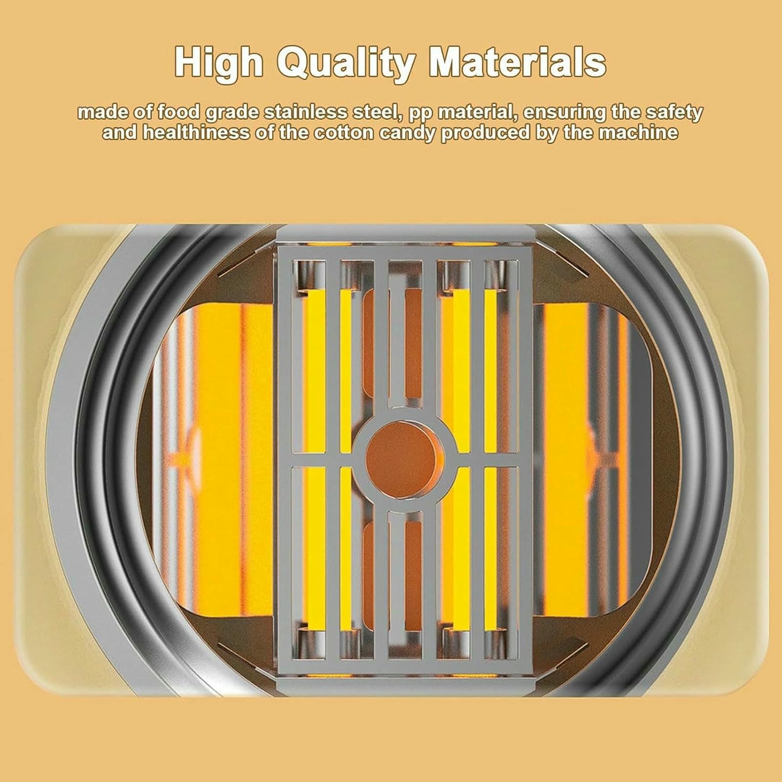 Máquina de algodón de azúcar, máquina eléctrica de algodón de azúcar de 500 W con Recipiente para prevención de Salpicaduras, el Hilo Sale Tres Segundos después del precalentamiento