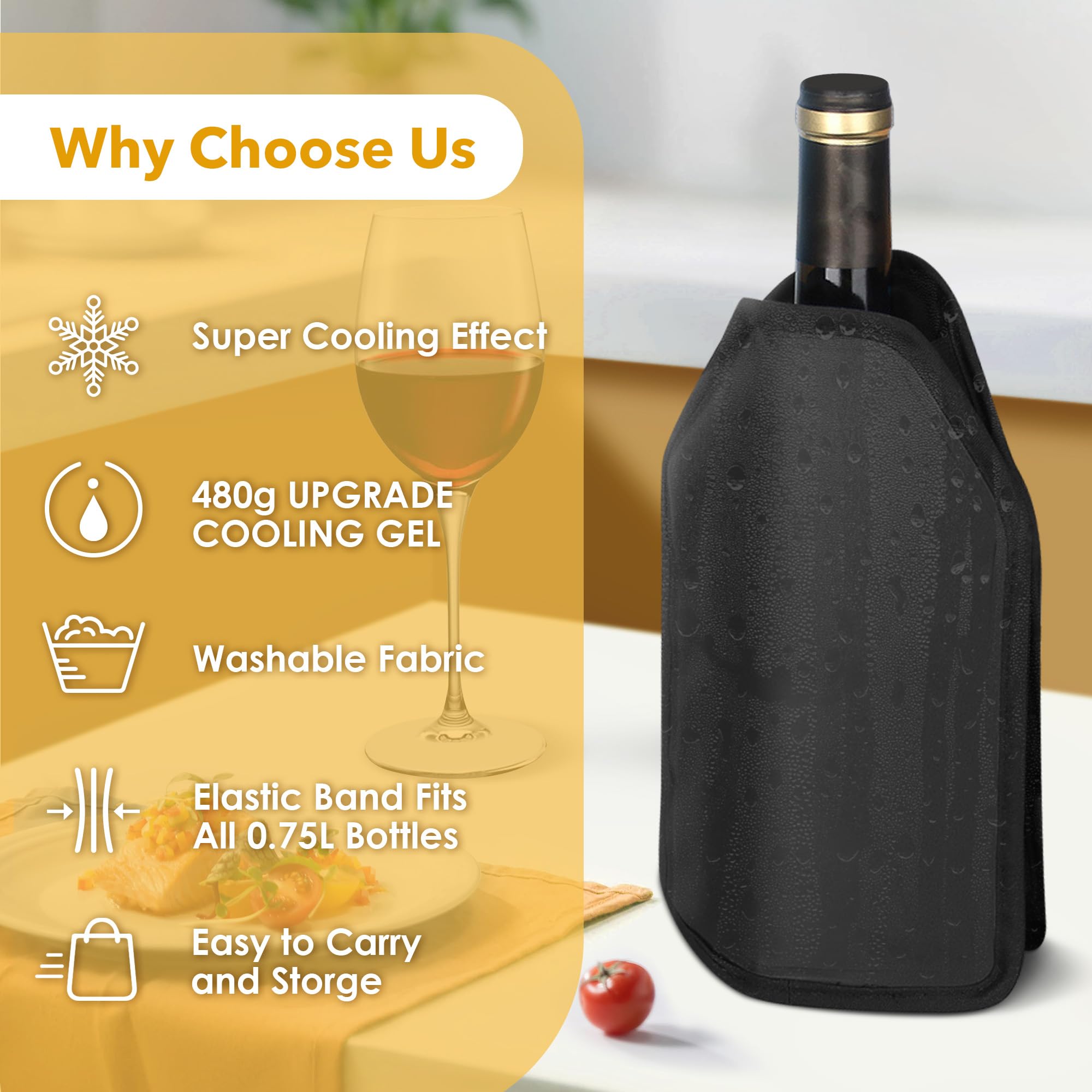 Funda Enfriadora de Botella de Vino, Enfriador Rápido para Vino Cubierta Refrigeradora Wine Cooler de Gel Refrigerador Bolsa Enfriador para Vino Espumoso Champán Cerveza (1)