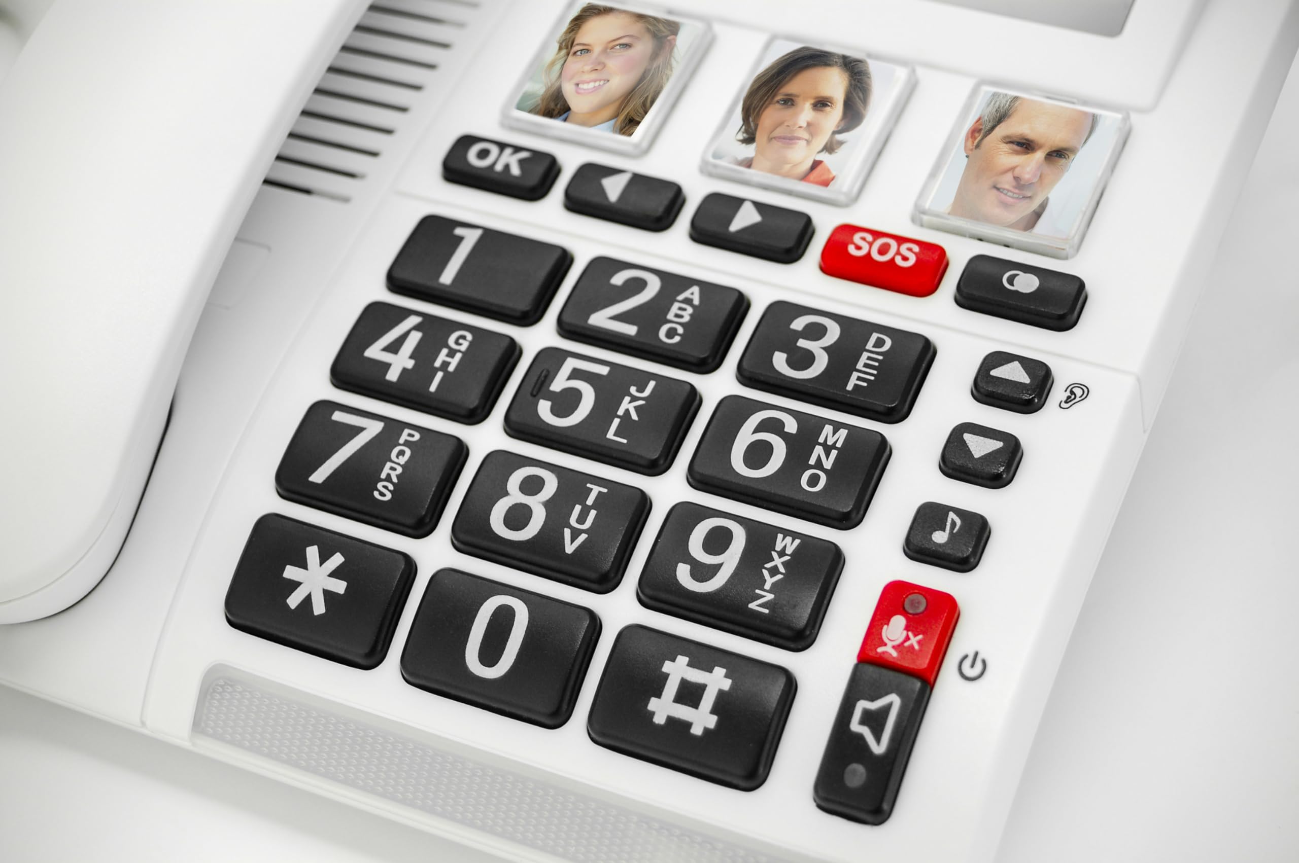 Geemarc CL9000 - Telefono di chiamata di emergenza per la casa e il suo braccialetto SOS impermeabile con grandi pulsanti, volume amplificato e schermo retroilluminato, funziona solo con scheda SIM
