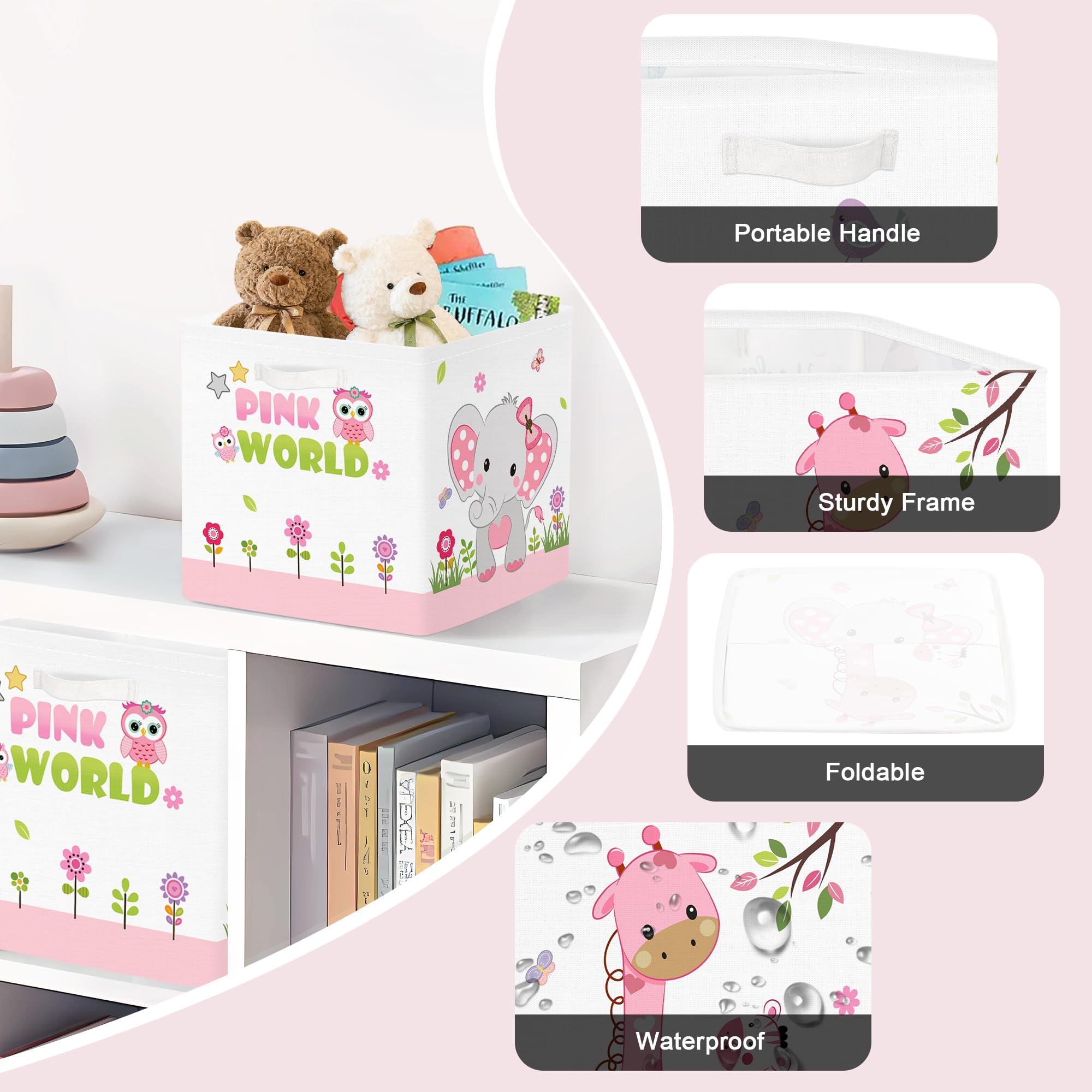 OUSFOT Lot de 6 Cubes de Rangeent Pliables en Tissu ulticolores Boîte
