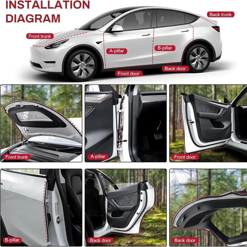 Per Tesla Per Model Y Per Juniper 2025+ Strisce Sigillanti Insonorizzate Kit Guarnizioni In Gomma Per Portiere Accessori Insonorizzati