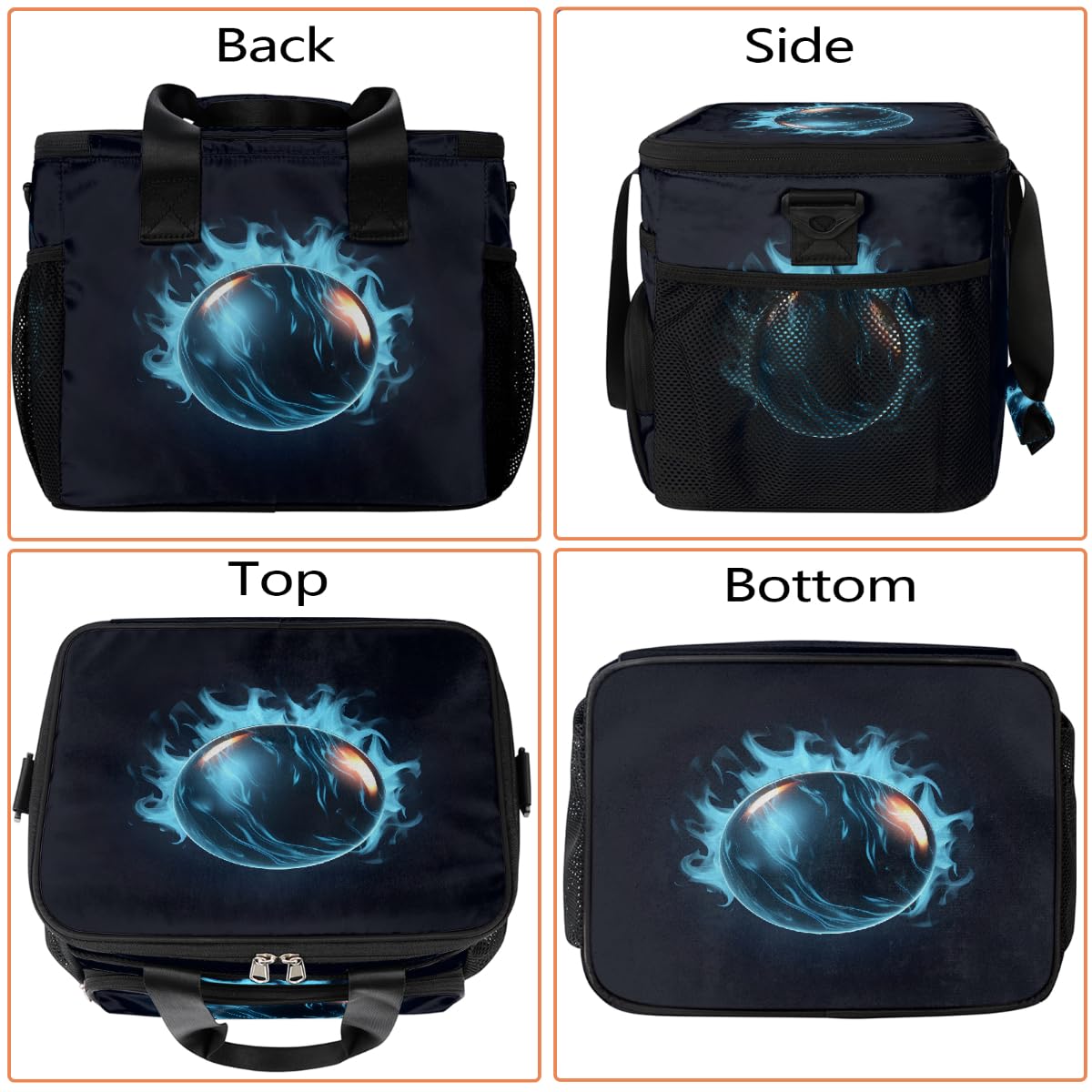 Mexpekil Borsa termica termica a prova di perdite, riutilizzabile, con motivo a palline, picnic, per donne, uomini, lavoro, campeggio, spiaggia, ufficio, 24 lattine, 15 l
