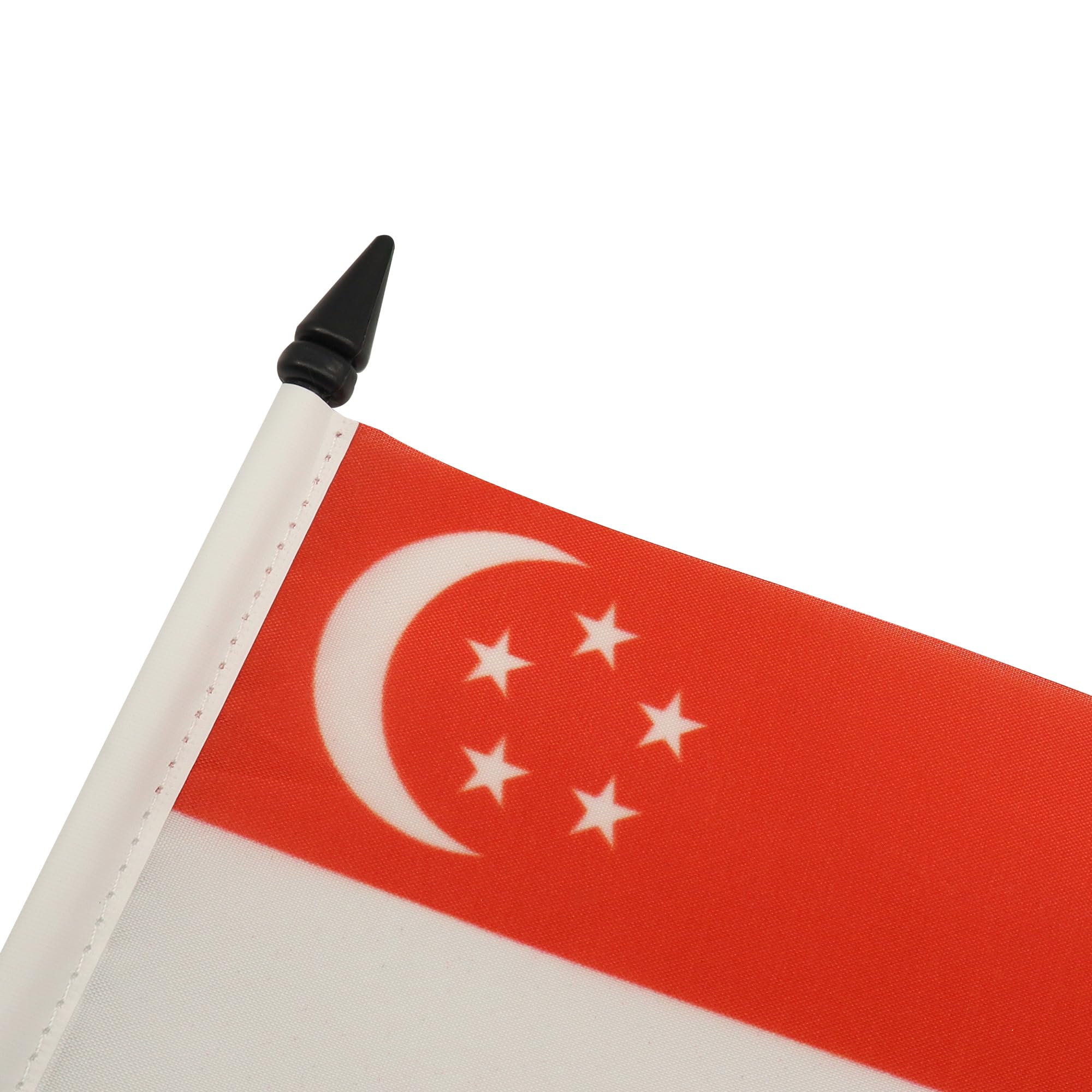 AZ FLAG - Singapore Table Flag 4'' x 6'' - Singaporean Office Mini Banner 100% Polyester 15 x 10 cm - Mini Desk Flag with 10'' Pole and Black Plastic Base — view 4