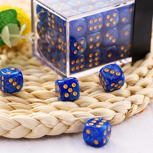 Miniatura 6 de Juego de 36 dados mini de 0.472 in, 6 caras, juego de dados con patrón de perlas, 6 dados estándar para Yahtzee, Bunco o enseñanza de matemáticas