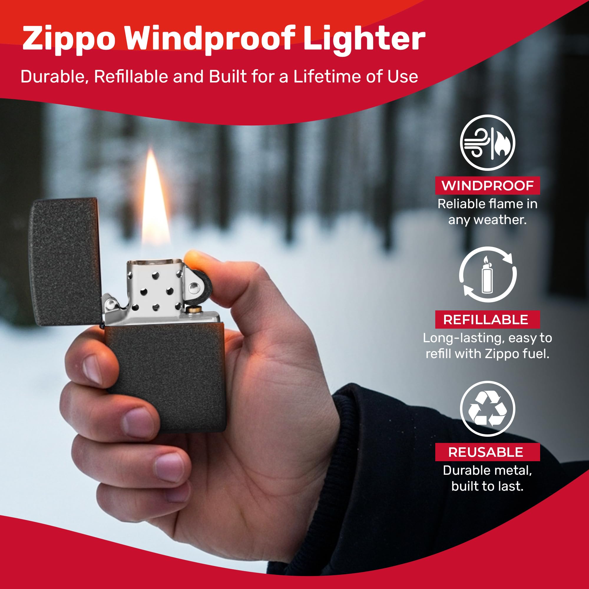 ZIPPO Mechero - Black Crackle Basismodell