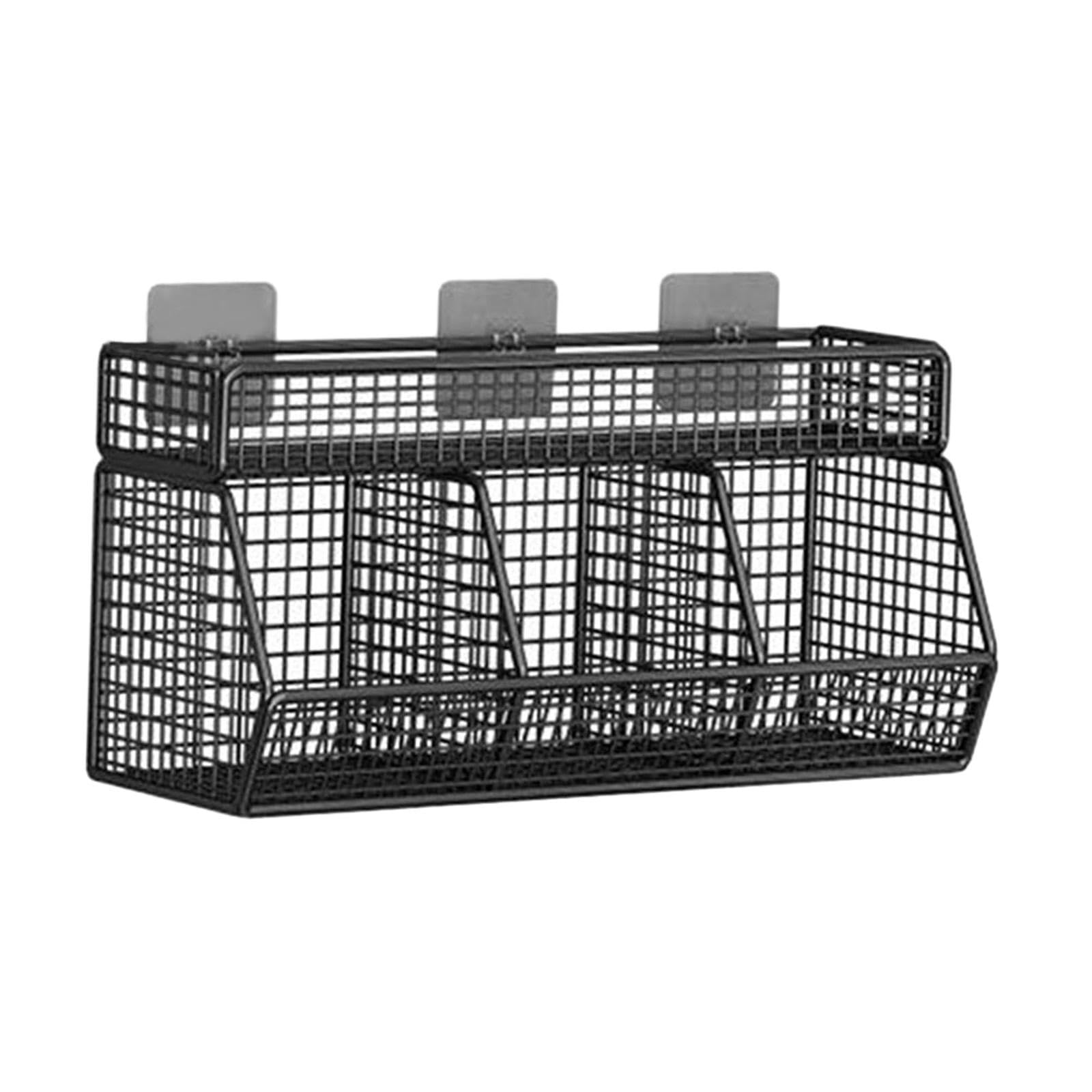 Cesta de Cocina Colgante, Organizador de Pared, Cesta Multifuncional de Alambre Metálico para Armario de Salón, 3 Rejillas, Individual