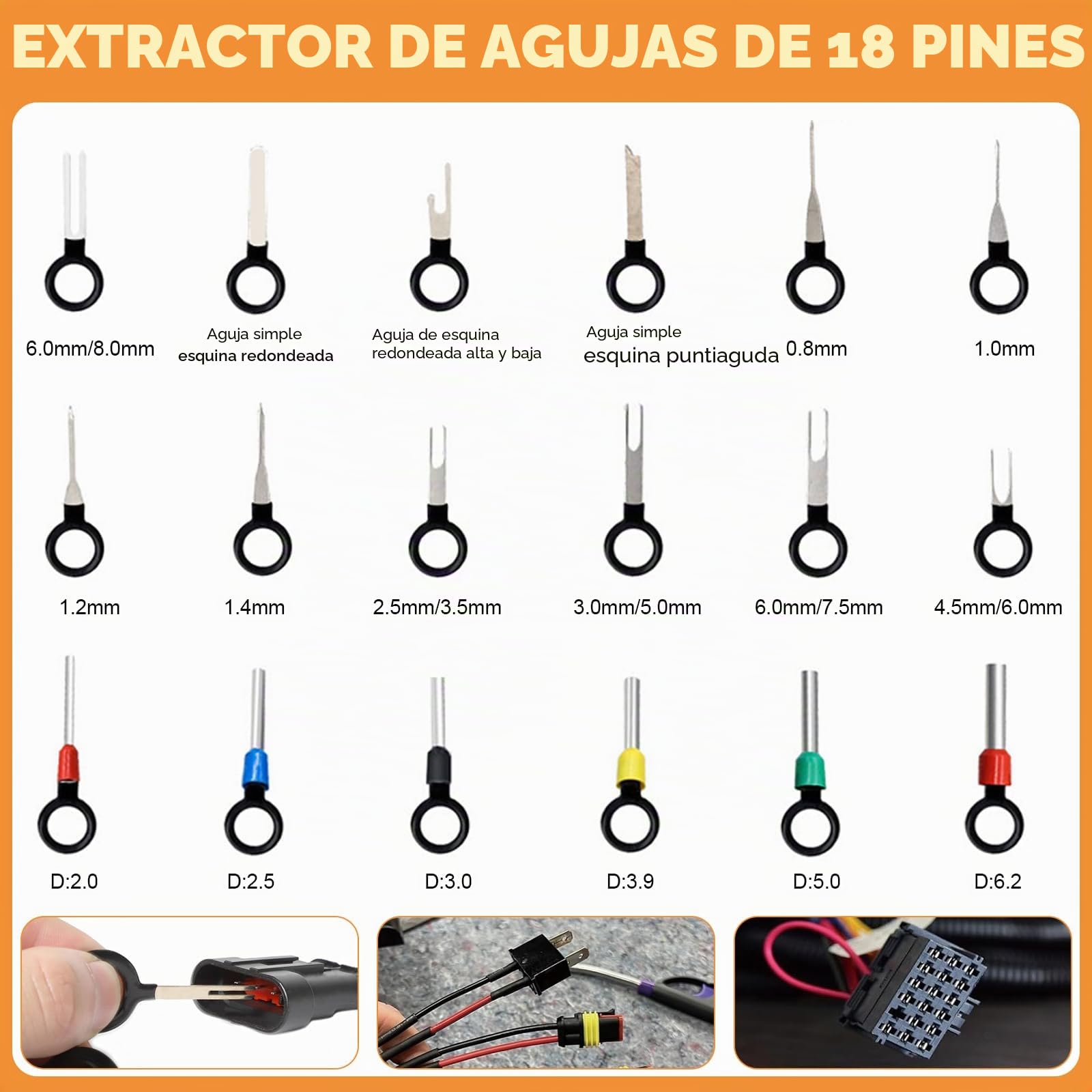 Kit de conectores eléctricos para coche 815 piezas con crimpadora SN-58B, terminales 1,0–3,5 mm, tapones de sellado y herramientas de extracción para coche, moto y barco