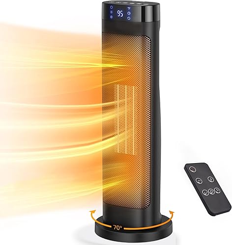 Mountman Calentador de espacio portátil de 22 pulgadas, calentador eléctrico de cerámica PTC con ventilador800 W1500 W, control remoto con