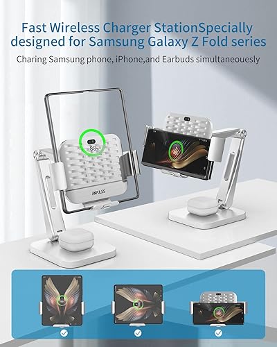 Miniatura 3 de Soporte de cargador inalámbrico para Z Fold 6543, 3 bobinas Estación de carga 2 en 1 para Samsung Galaxy Buds 2 ProPro  2  Live y Z Fold Series