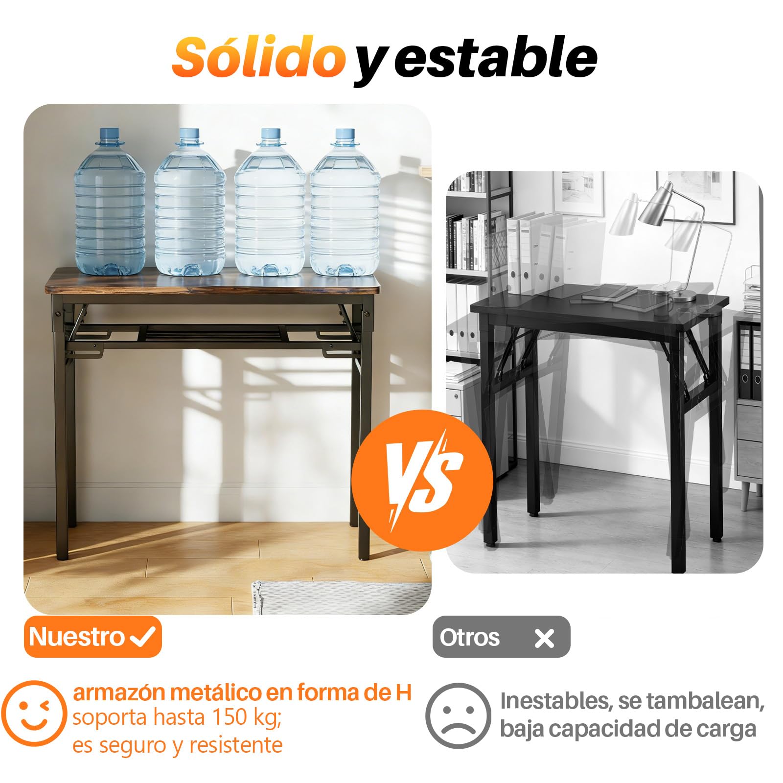 Escritorio plegable de 100 x 50 x 75 cm, escritorio con espacio de almacenamiento, mesa plegable de madera, mesa de ordenador, mesa de comedor, mesa de conferencias para estudio, dormitorio, salón