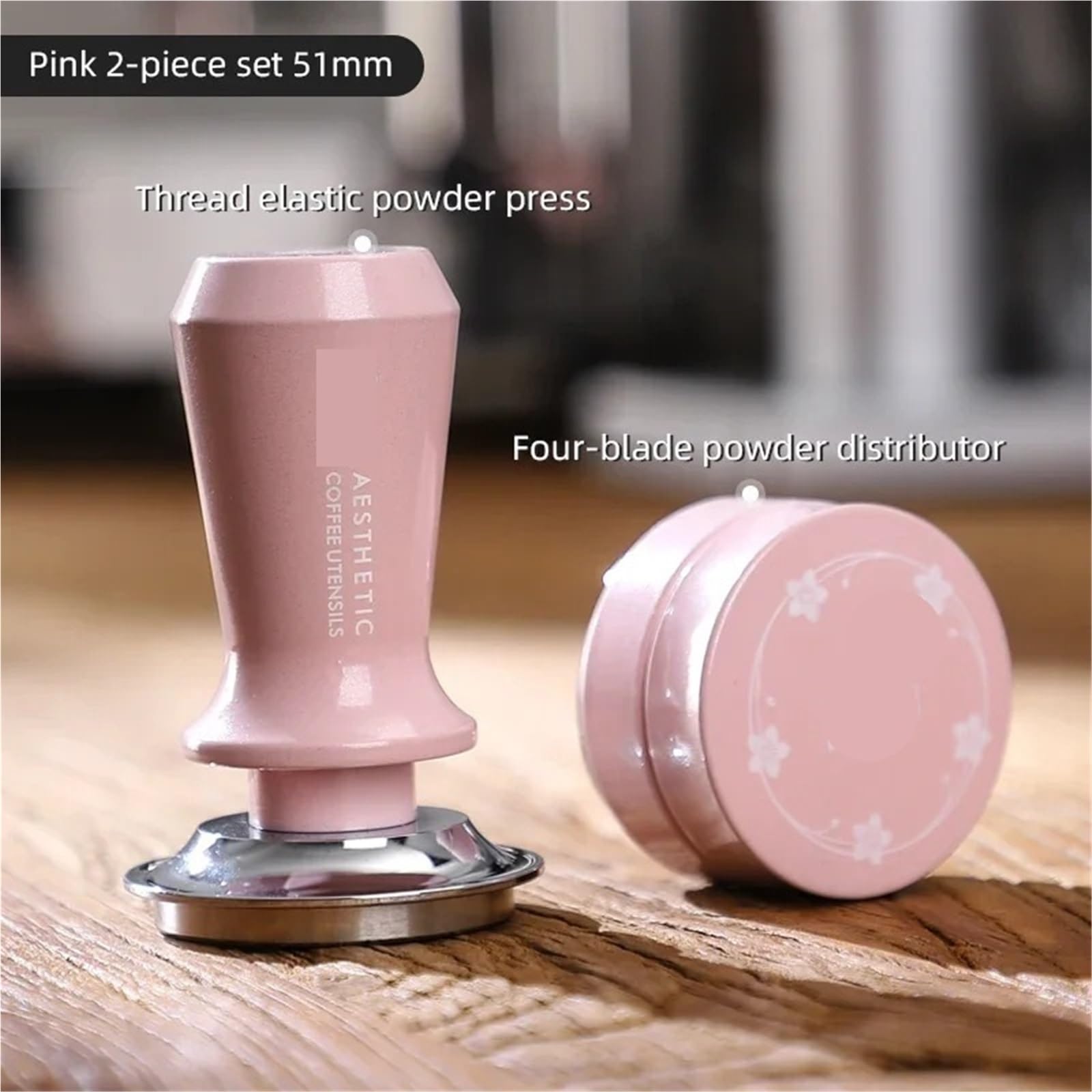 Pressa E Distributore for Caffè, Compatibile Con Bincoo, 51/58 Mm In Acciaio Inossidabile Elastico Rosa Pressa for Polvere Riempitrice A Molla for Macchina for Caffè Espresso(51mm 2pcs)