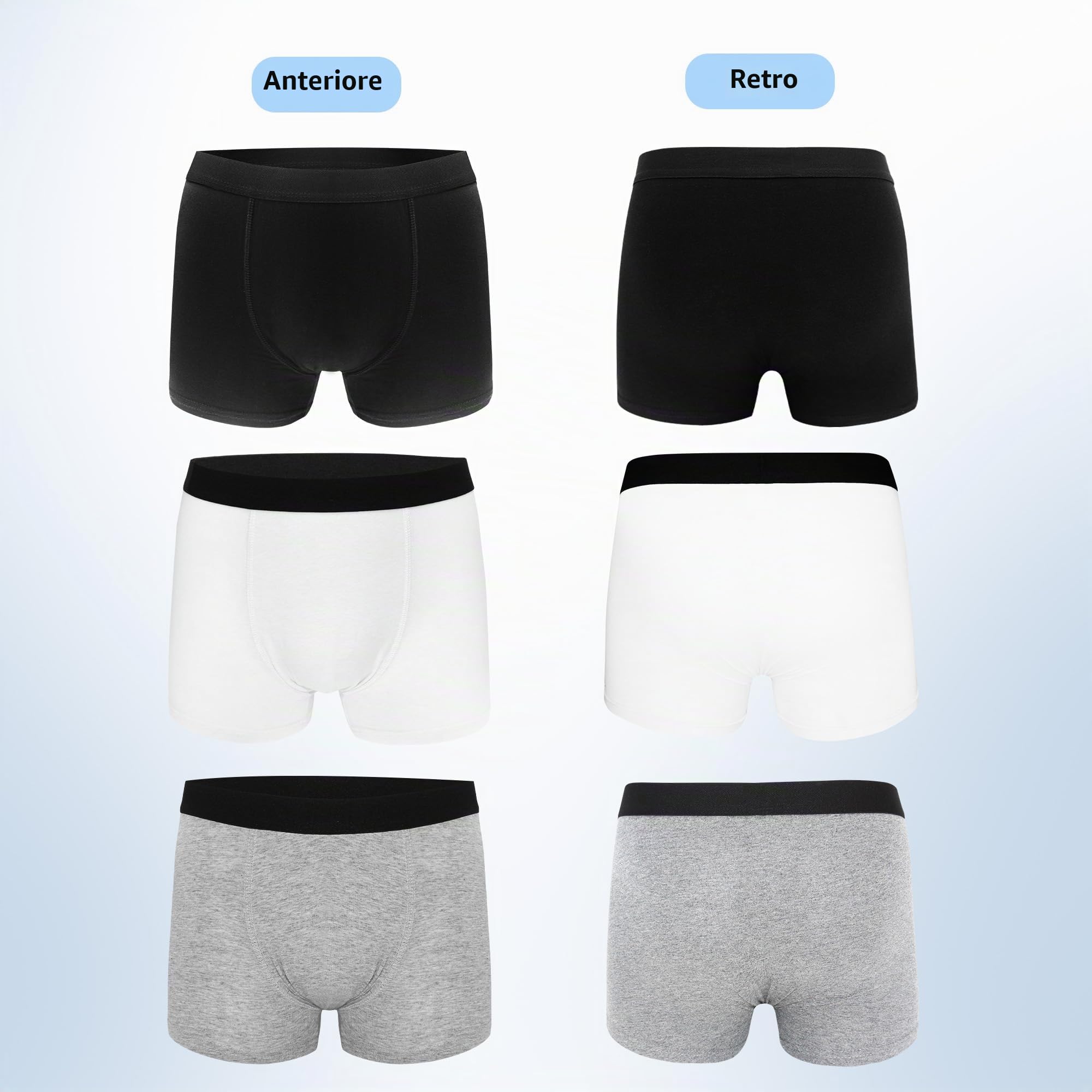 Uizuooy Mutande Bambino Boxer Ragazzo Slip Bambino Comodi Boxer Uomo Cotone Elasticizzato 8-16 Anni Pacco da 12 1605 BL 158-164