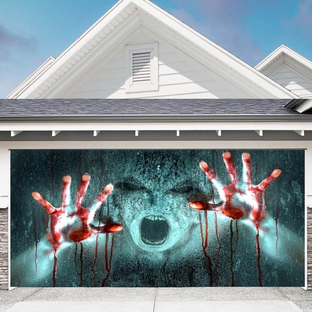 Decorazioni per Feste di Halloween, copriporta Happy Halloween, copriporta per Garage Spaventoso per Notti da brivido, Decorazioni spettrali, perfette per Feste e Ottima Idea Reg